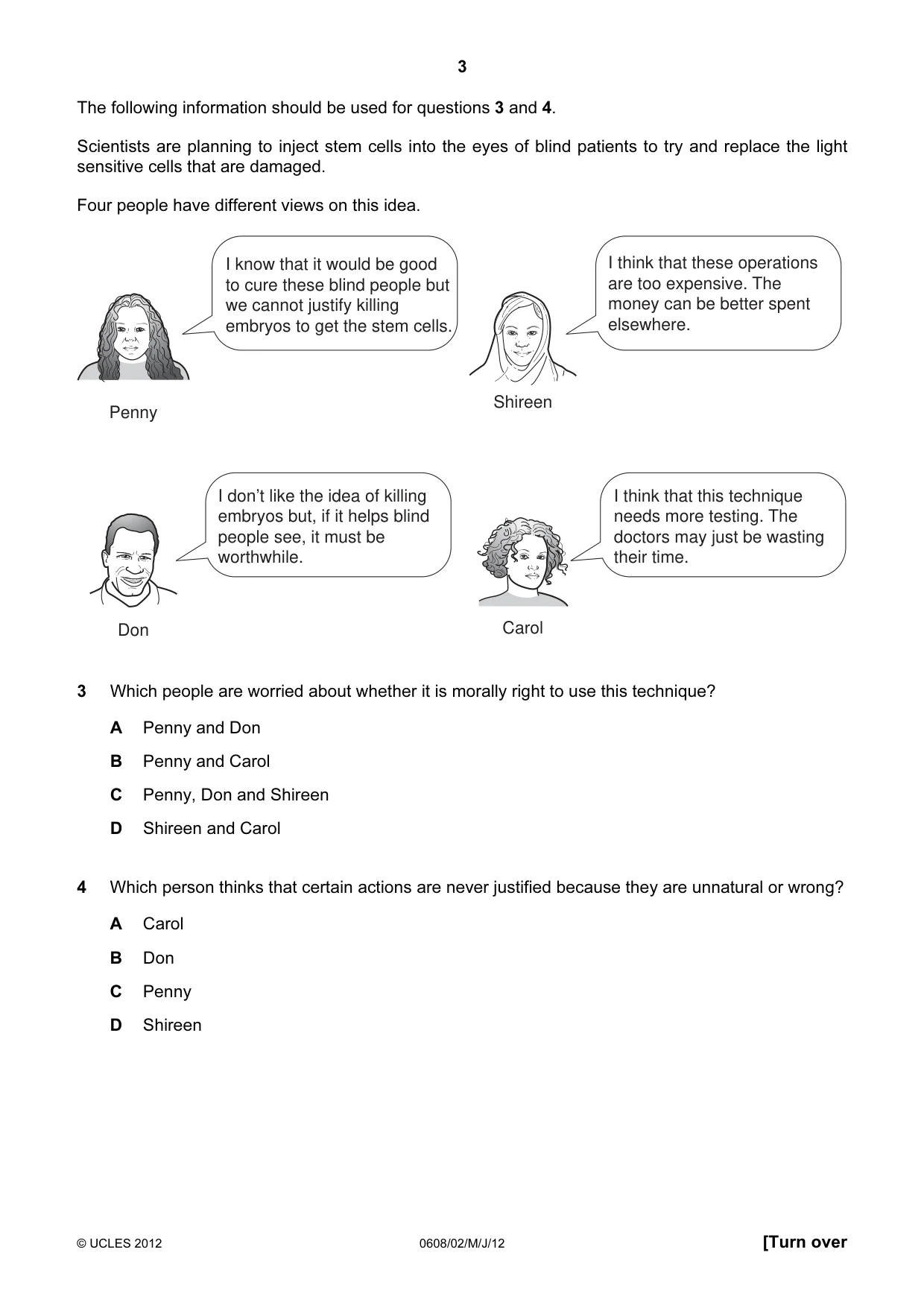 Cambridge IGCSE Twenty-First Century Science 0608 2012 May/June Paper 2 · Variant 1 question paper, page 3 of 16