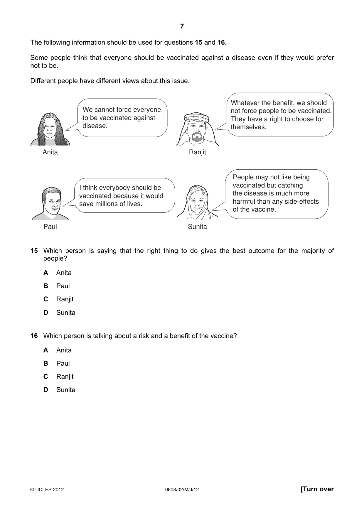 Cambridge IGCSE Twenty-First Century Science 0608 2012 May/June Paper 2 · Variant 1 question paper, page 7 of 16