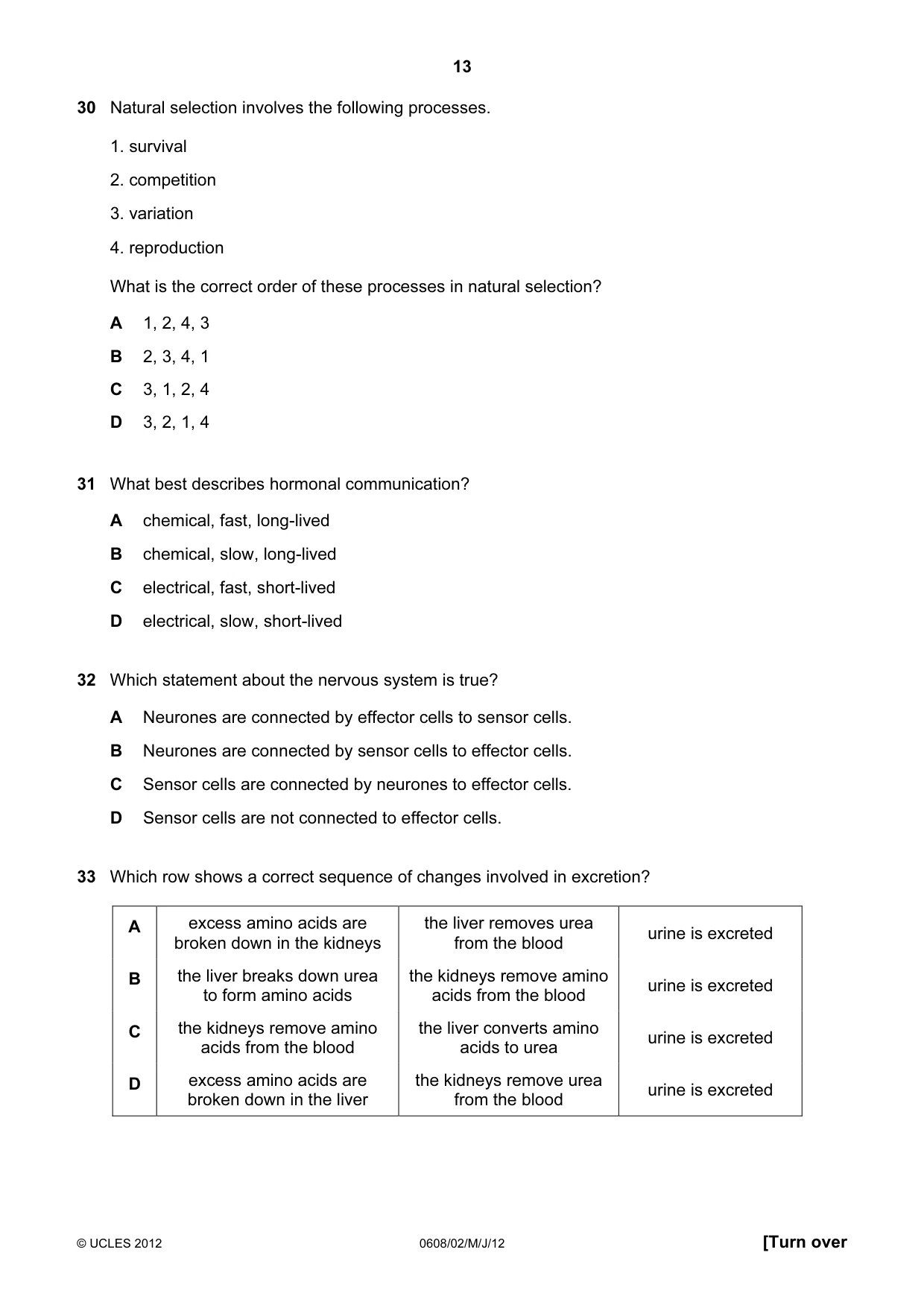 Cambridge IGCSE Twenty-First Century Science 0608 2012 May/June Paper 2 · Variant 1 question paper, page 13 of 16
