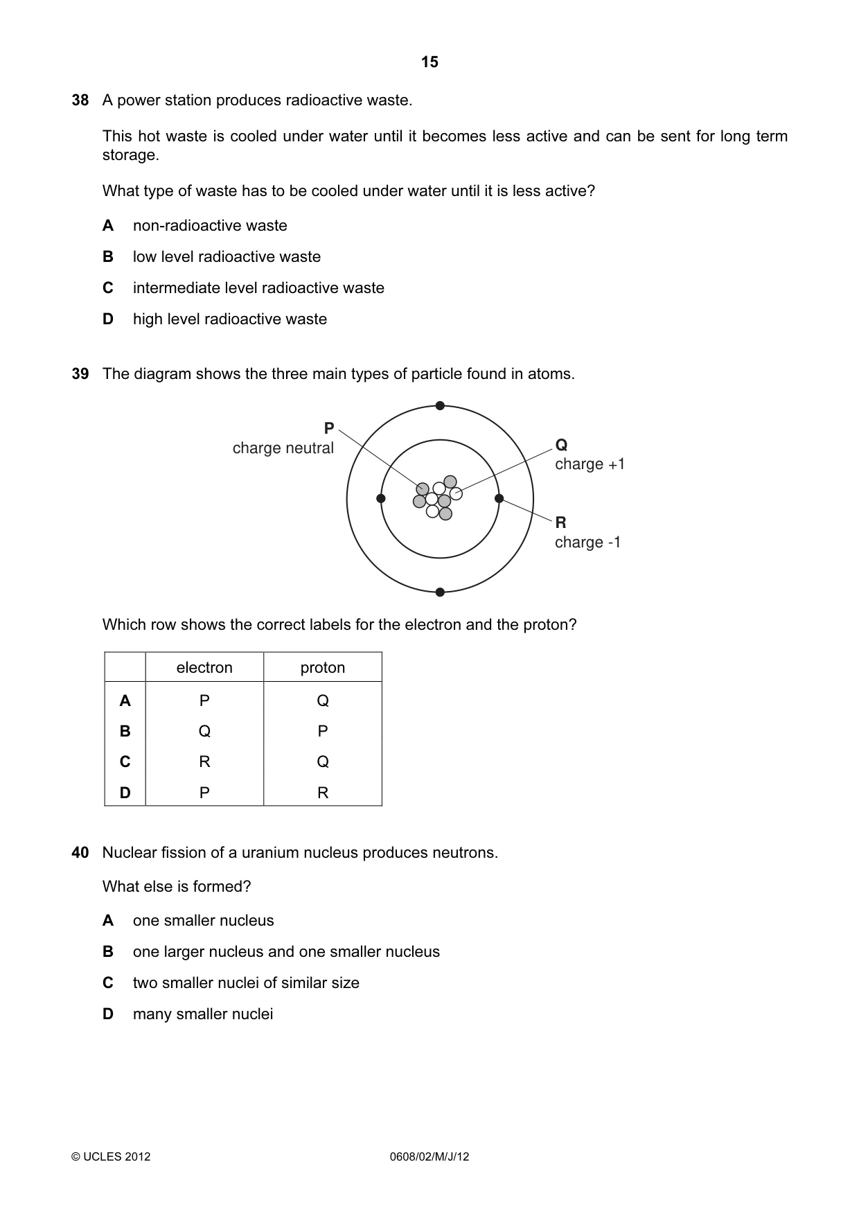 Cambridge IGCSE Twenty-First Century Science 0608 2012 May/June Paper 2 · Variant 1 question paper, page 15 of 16