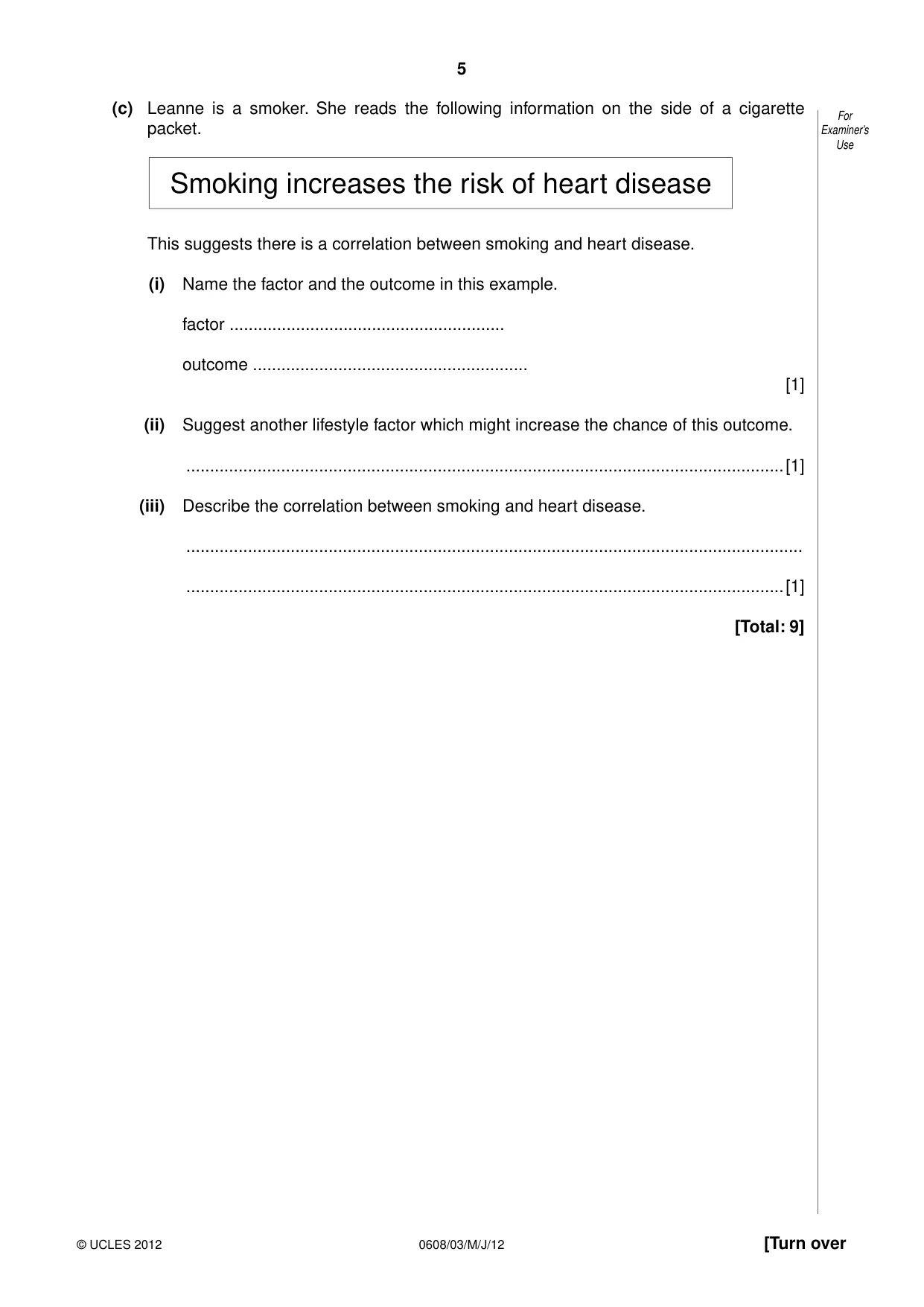 Cambridge IGCSE Twenty-First Century Science 0608 2012 May/June Paper 3 · Variant 1 question paper, page 5 of 16