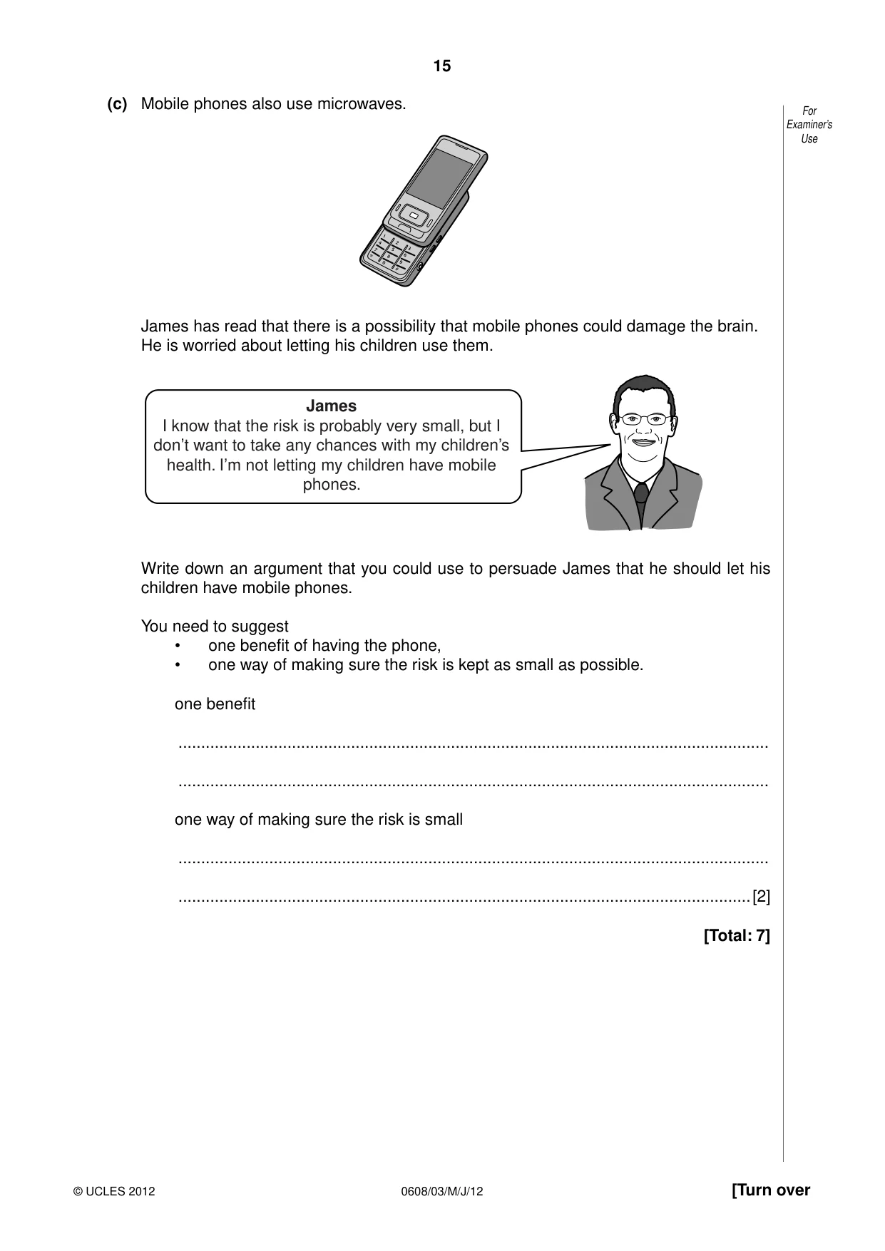 Cambridge IGCSE Twenty-First Century Science 0608 2012 May/June Paper 3 · Variant 1 question paper, page 15 of 16