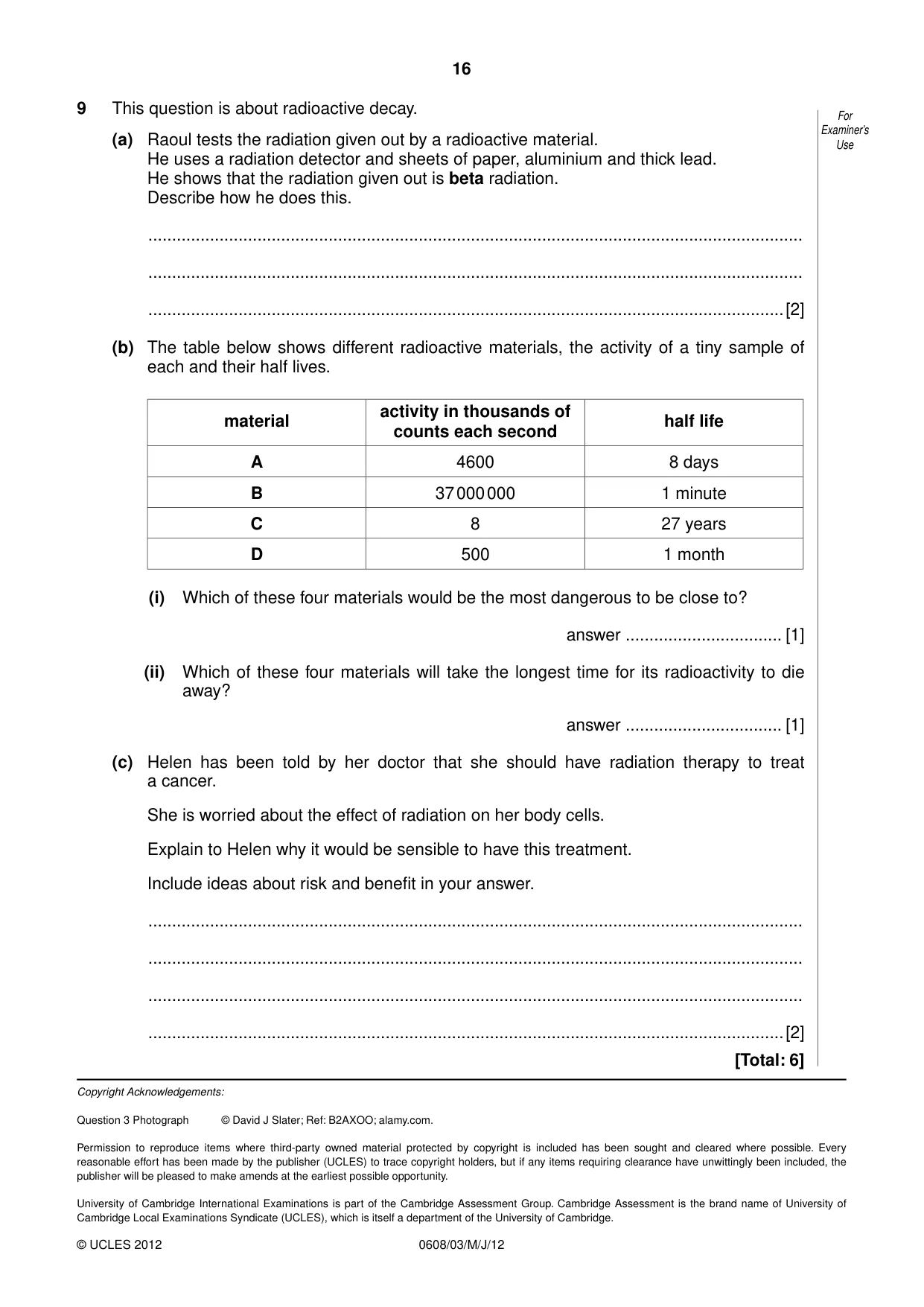 Cambridge IGCSE Twenty-First Century Science 0608 2012 May/June Paper 3 · Variant 1 question paper, page 16 of 16