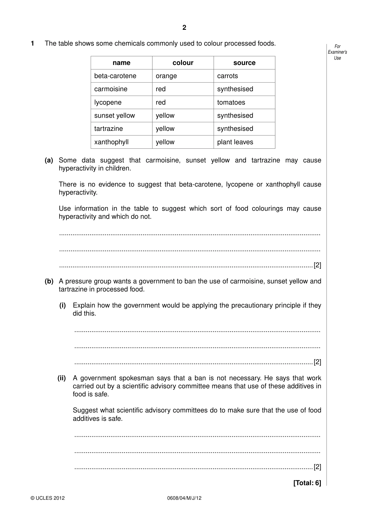 Cambridge IGCSE Twenty-First Century Science 0608 2012 May/June Paper 4 · Variant 1 question paper, page 2 of 16