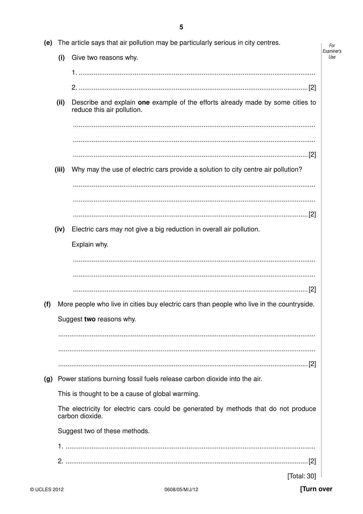Cambridge IGCSE Twenty-First Century Science 0608 2012 May/June Paper 5 · Variant 1 question paper, page 5 of 16