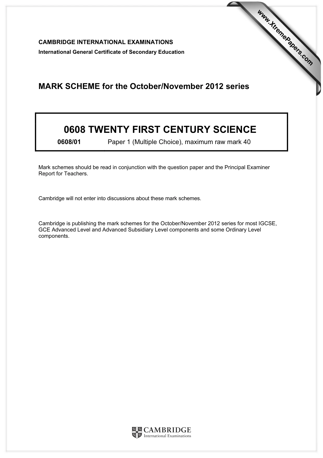 Mark scheme, page 1 of 2