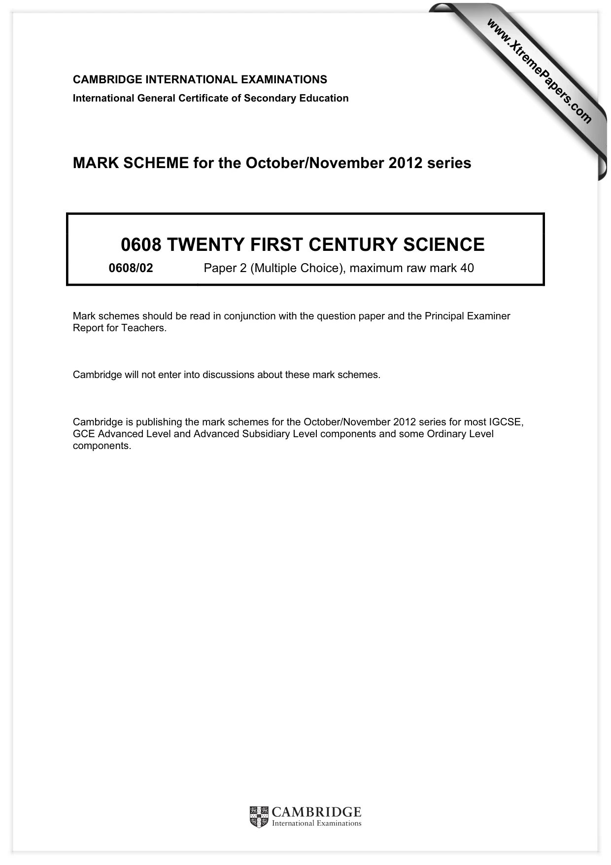 Mark scheme, page 1 of 2