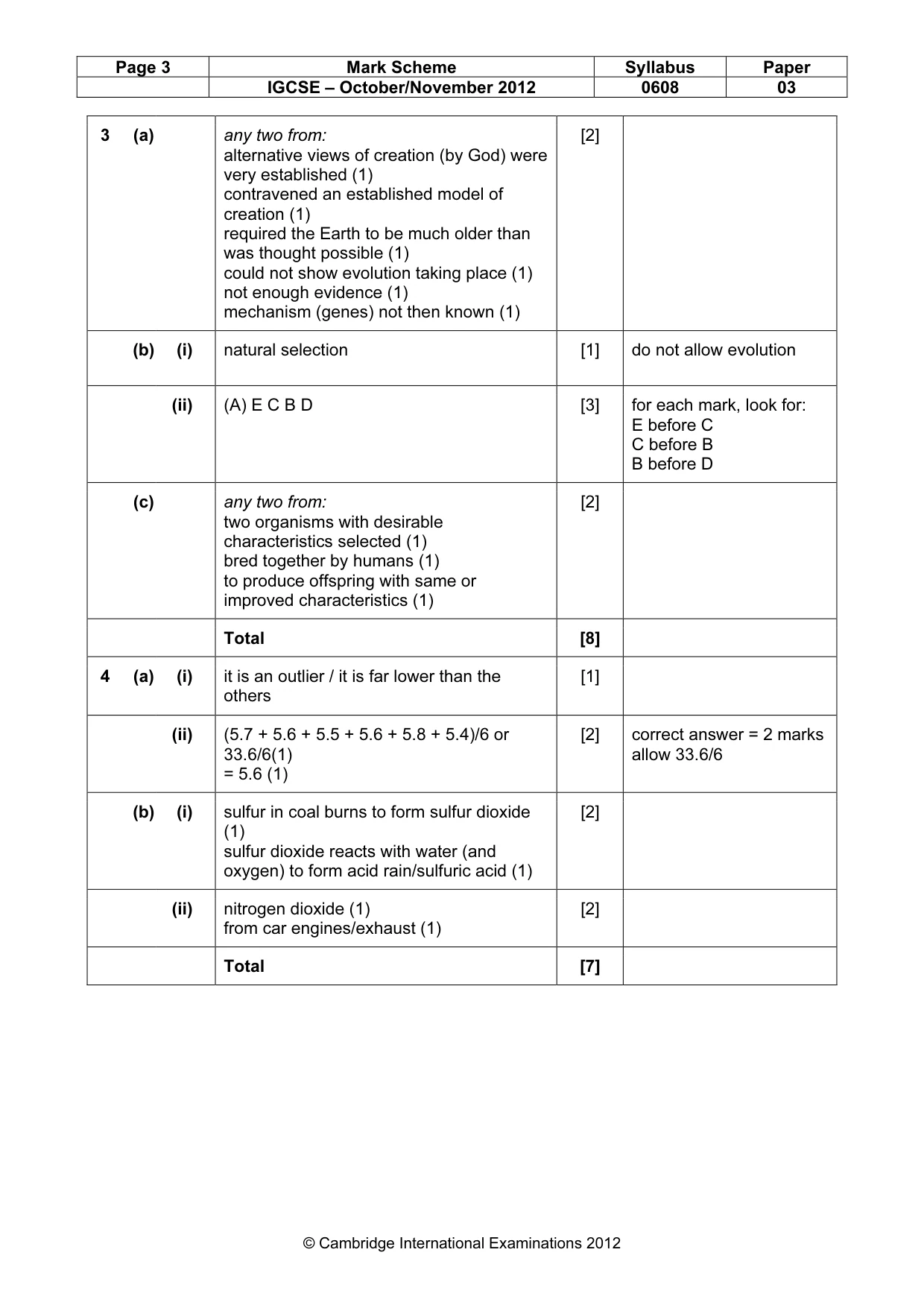 Mark scheme, page 3 of 5