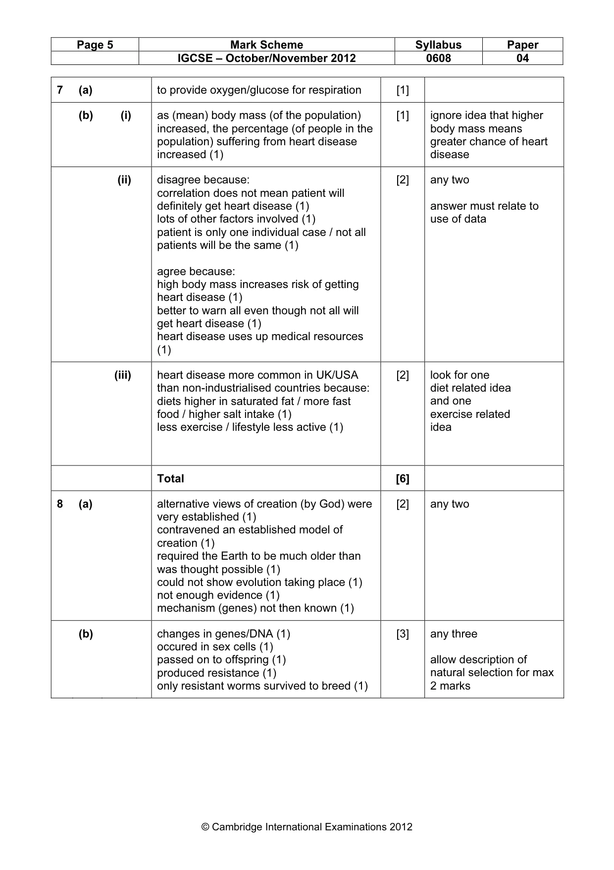 Mark scheme, page 5 of 6
