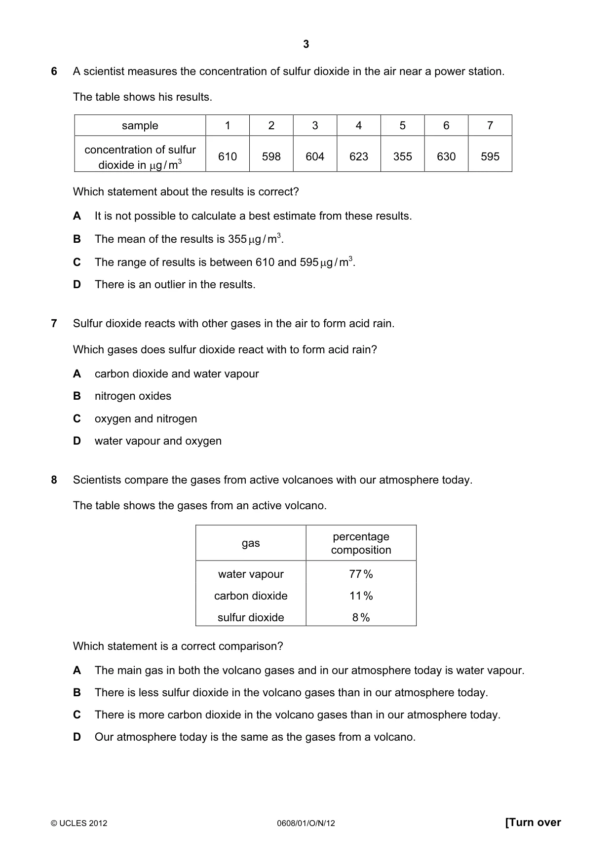 Cambridge IGCSE Twenty-First Century Science 0608 2012 Oct/Nov Paper 1 · Variant 1 question paper, page 3 of 16