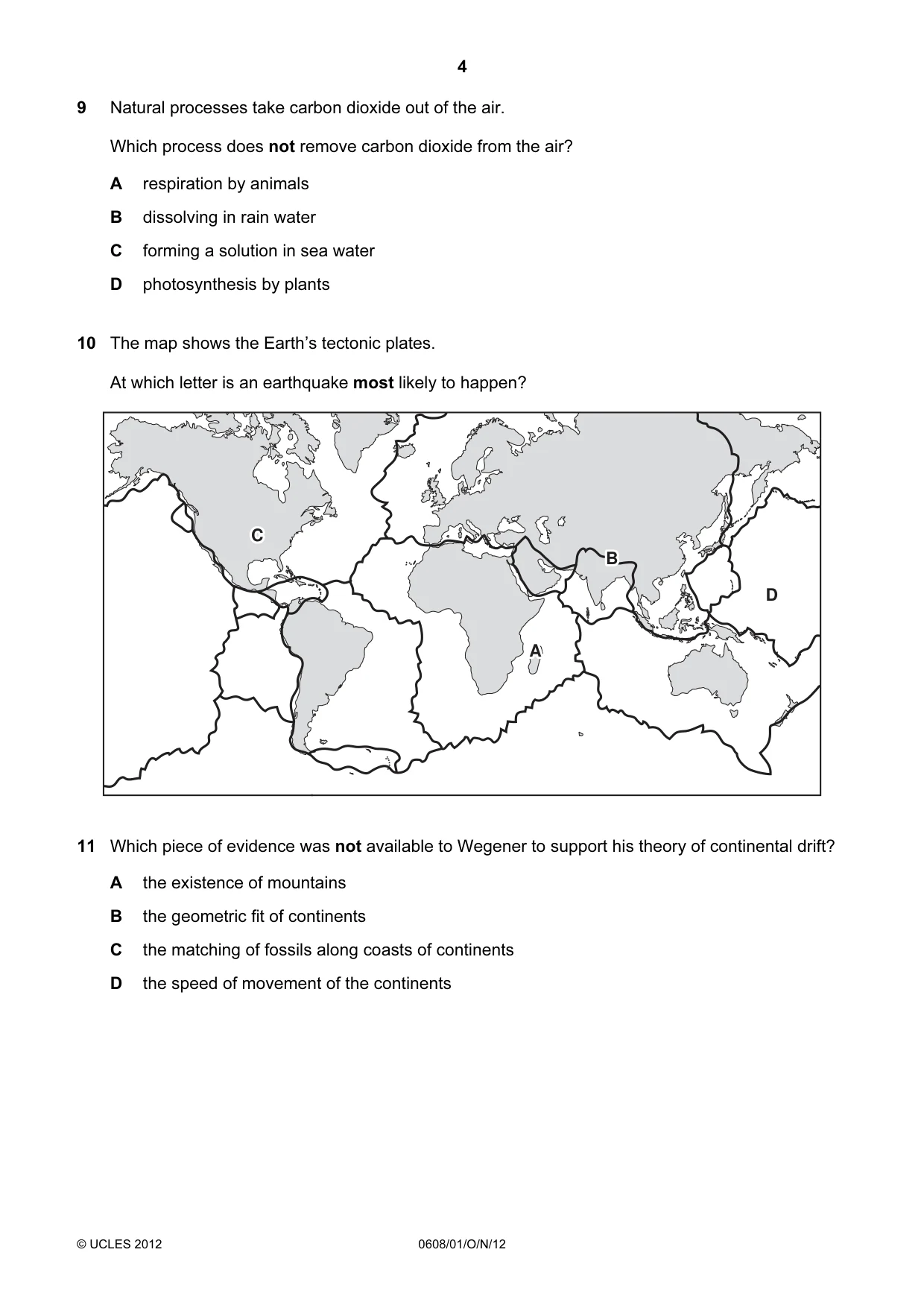 Cambridge IGCSE Twenty-First Century Science 0608 2012 Oct/Nov Paper 1 · Variant 1 question paper, page 4 of 16