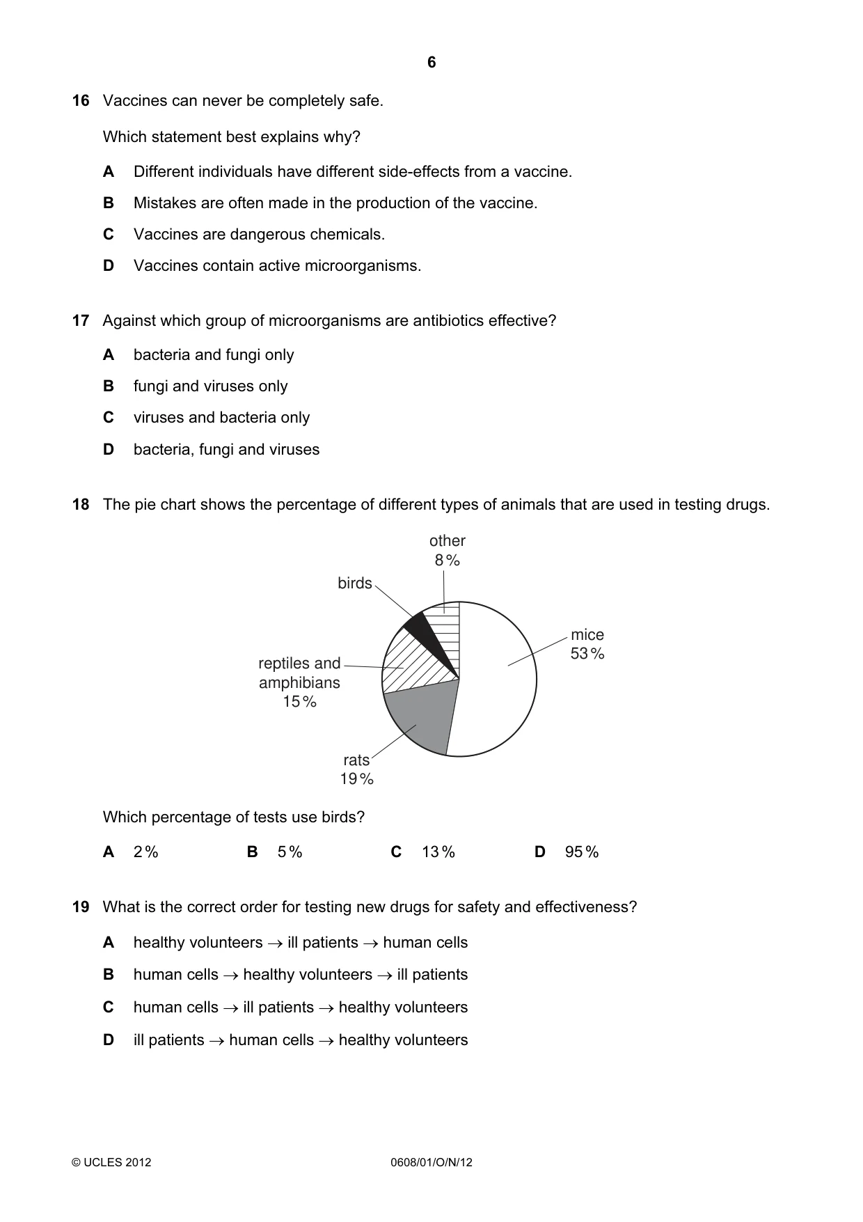 Cambridge IGCSE Twenty-First Century Science 0608 2012 Oct/Nov Paper 1 · Variant 1 question paper, page 6 of 16