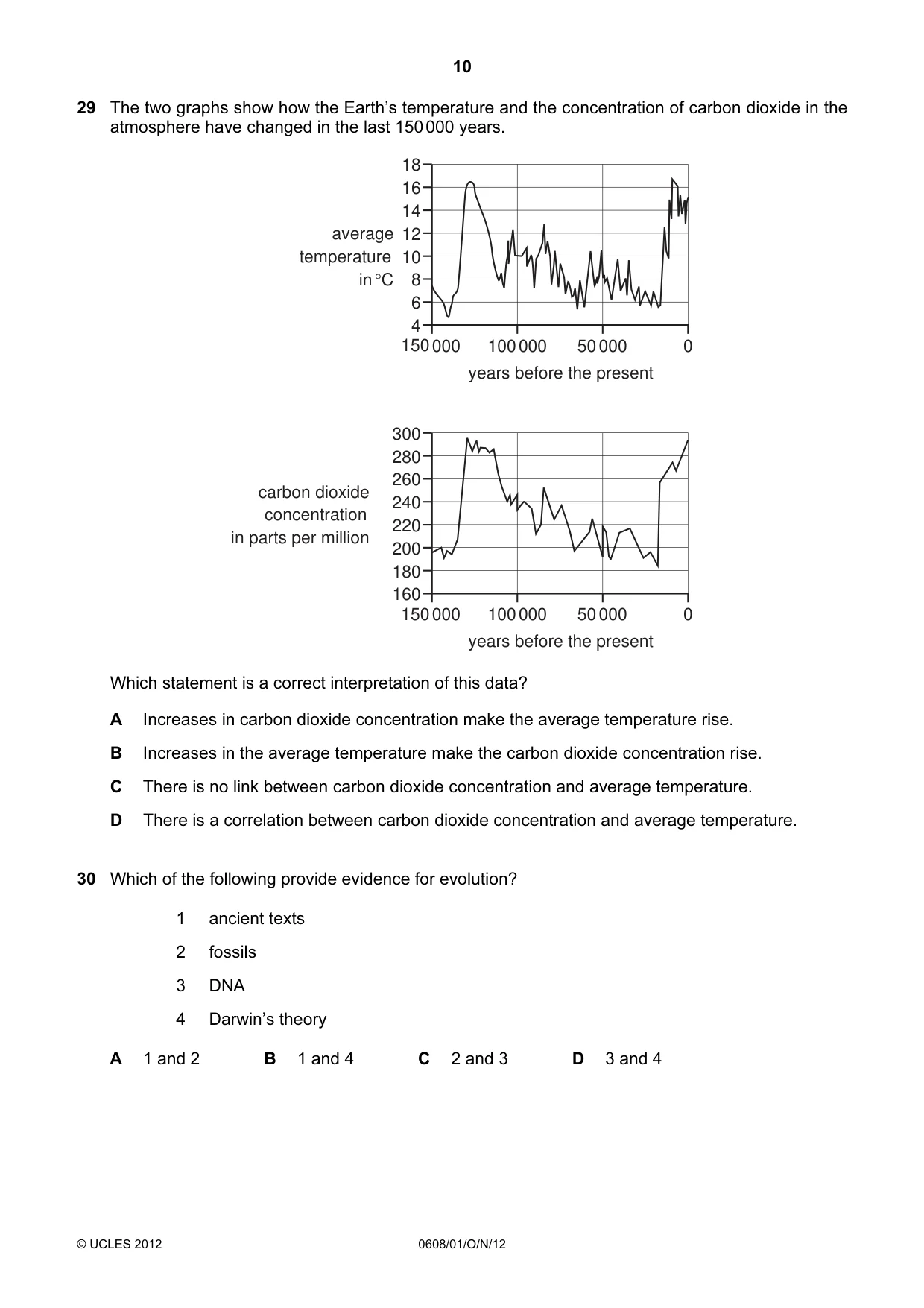 Cambridge IGCSE Twenty-First Century Science 0608 2012 Oct/Nov Paper 1 · Variant 1 question paper, page 10 of 16