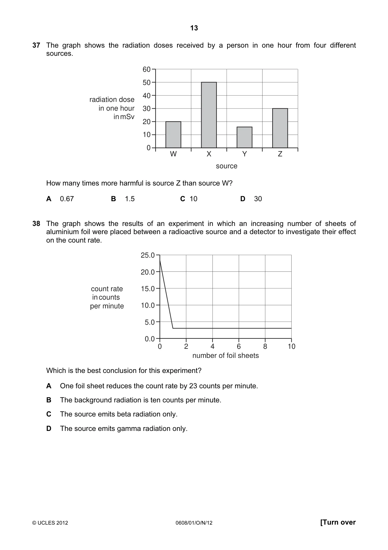 Cambridge IGCSE Twenty-First Century Science 0608 2012 Oct/Nov Paper 1 · Variant 1 question paper, page 13 of 16