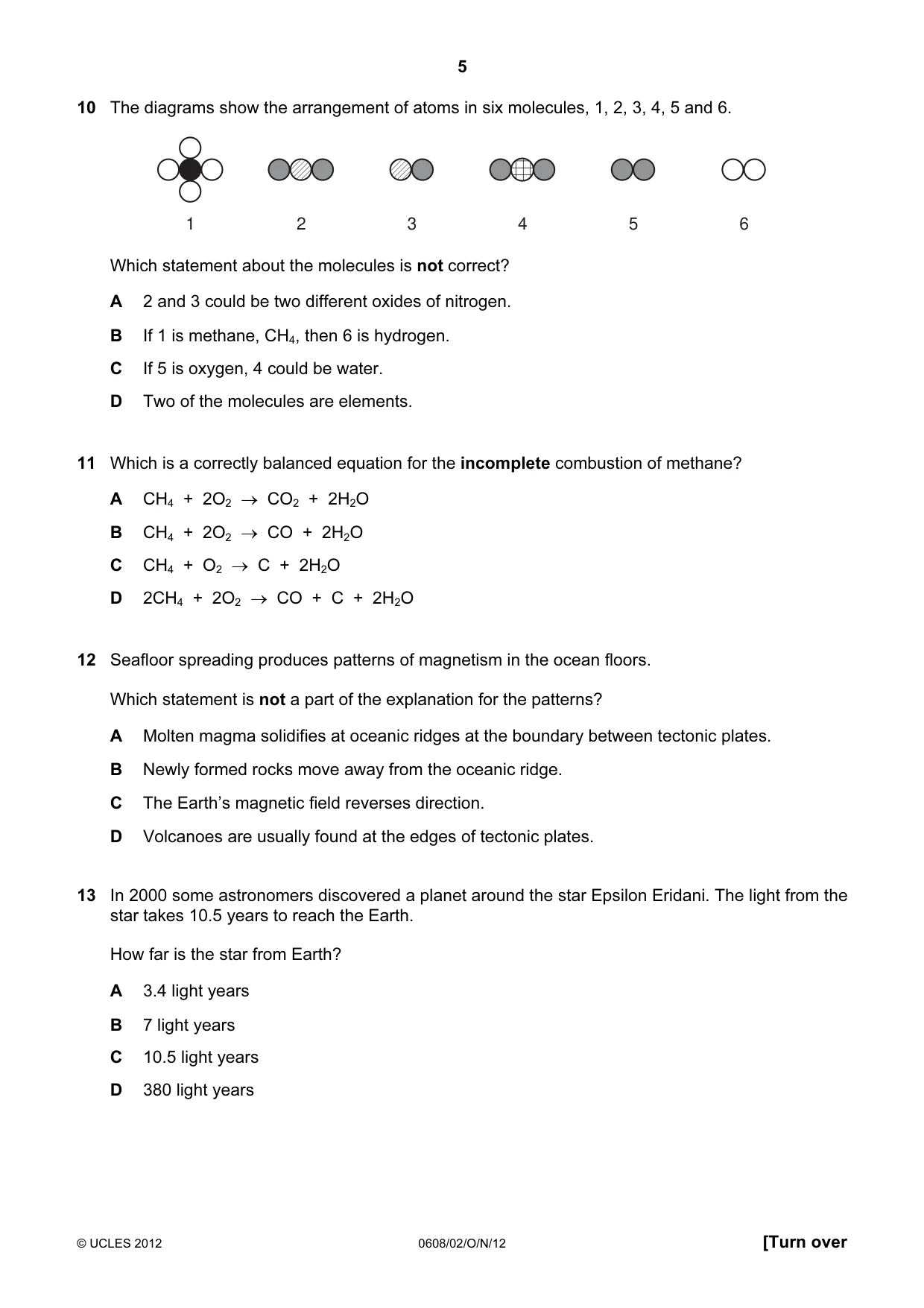 Cambridge IGCSE Twenty-First Century Science 0608 2012 Oct/Nov Paper 2 · Variant 1 question paper, page 5 of 16