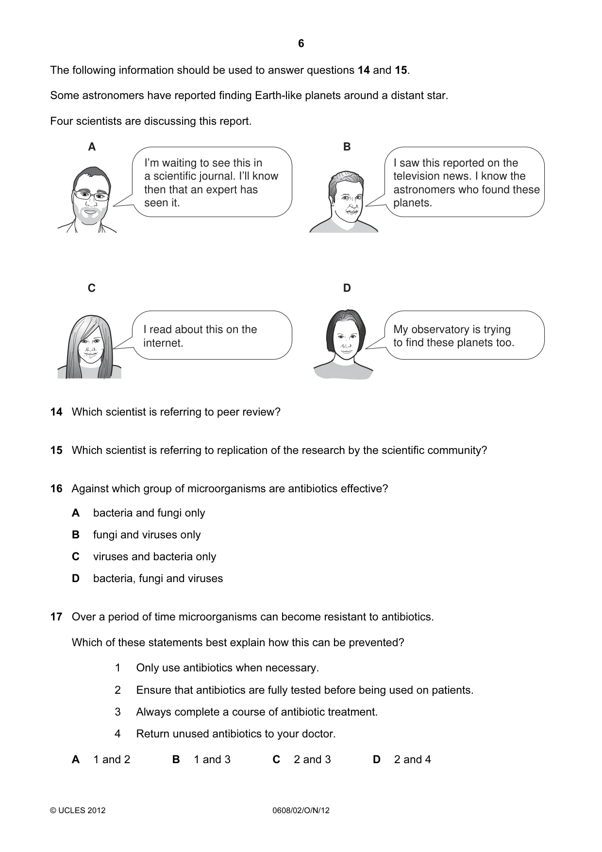 Cambridge IGCSE Twenty-First Century Science 0608 2012 Oct/Nov Paper 2 · Variant 1 question paper, page 6 of 16