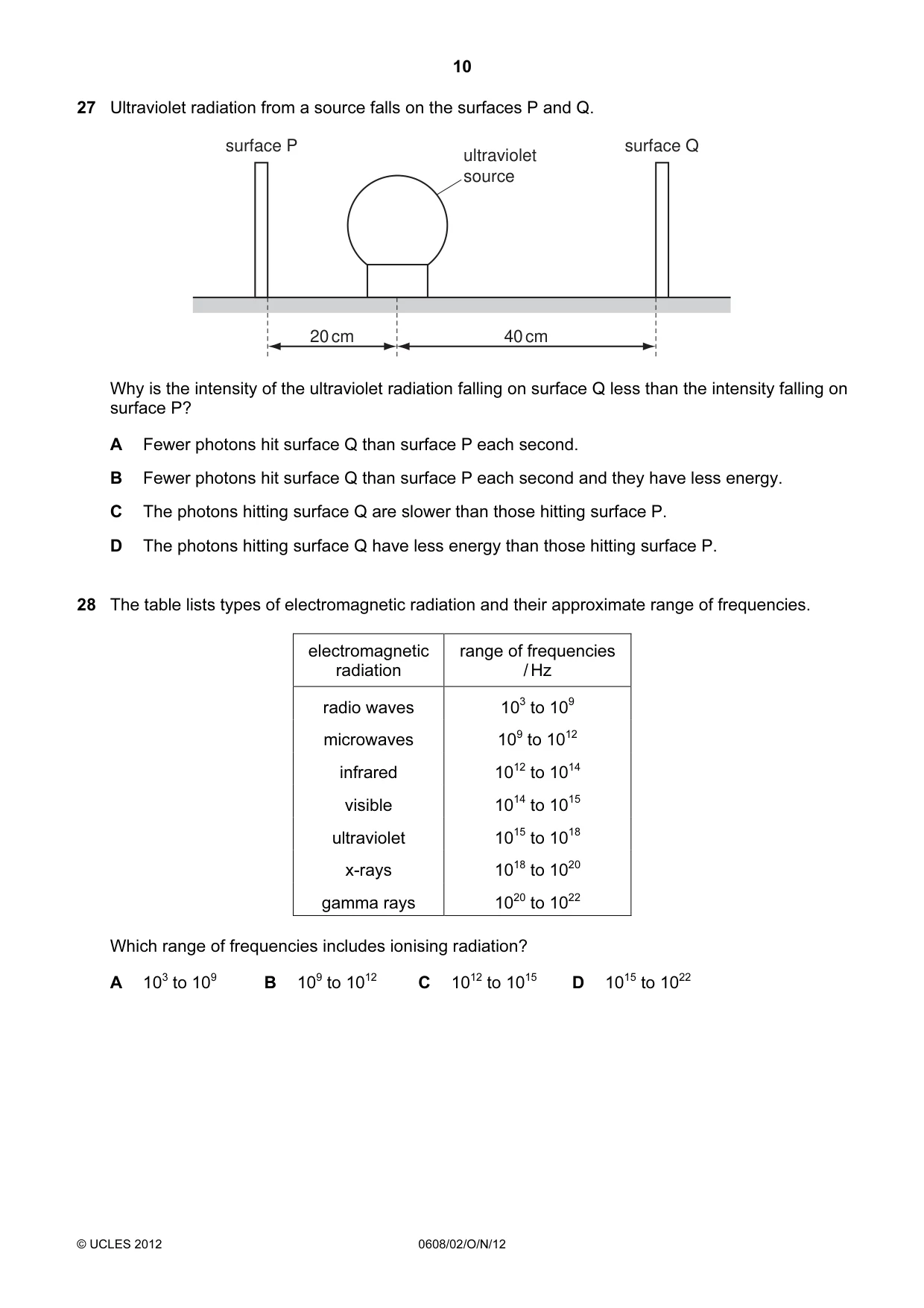 Cambridge IGCSE Twenty-First Century Science 0608 2012 Oct/Nov Paper 2 · Variant 1 question paper, page 10 of 16