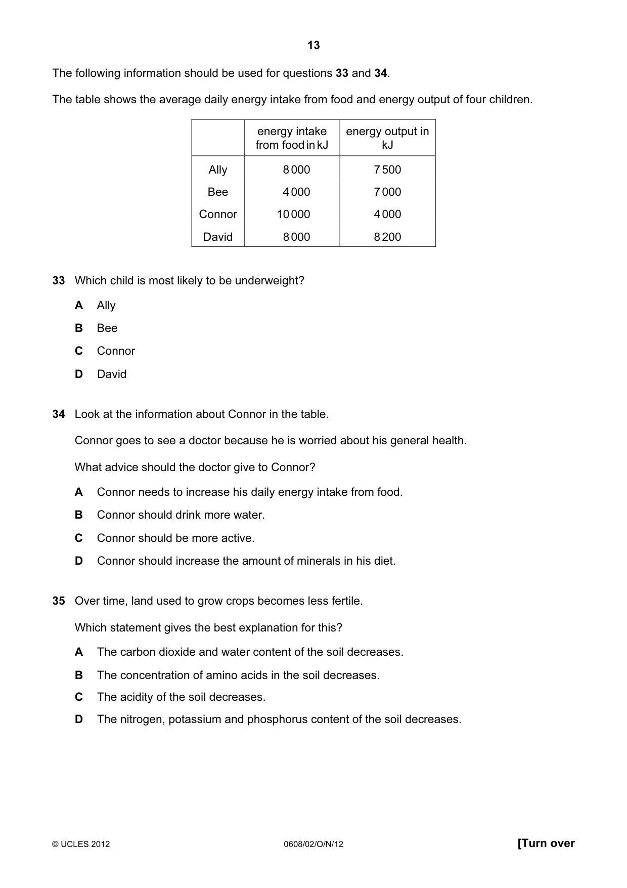 Cambridge IGCSE Twenty-First Century Science 0608 2012 Oct/Nov Paper 2 · Variant 1 question paper, page 13 of 16