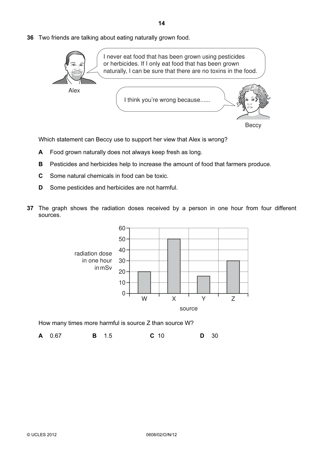 Cambridge IGCSE Twenty-First Century Science 0608 2012 Oct/Nov Paper 2 · Variant 1 question paper, page 14 of 16