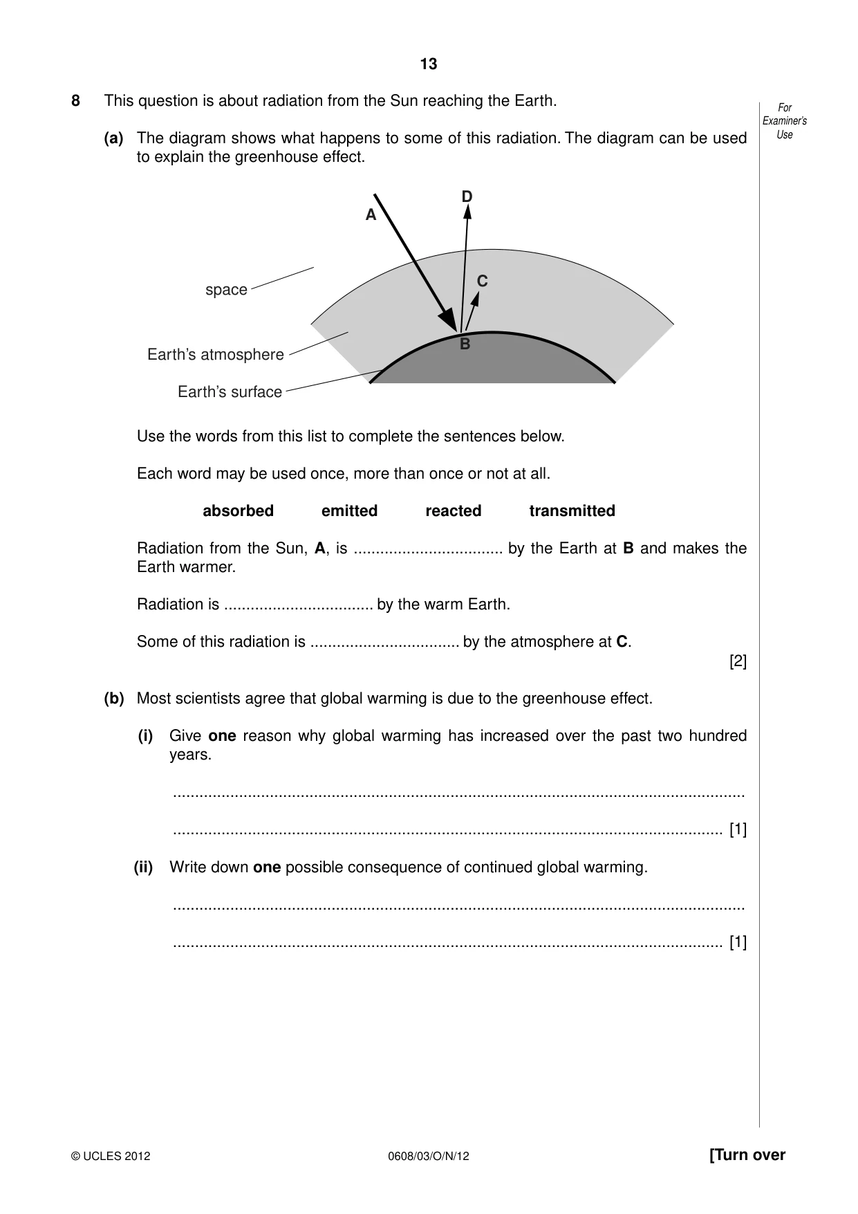 Cambridge IGCSE Twenty-First Century Science 0608 2012 Oct/Nov Paper 3 · Variant 1 question paper, page 13 of 16
