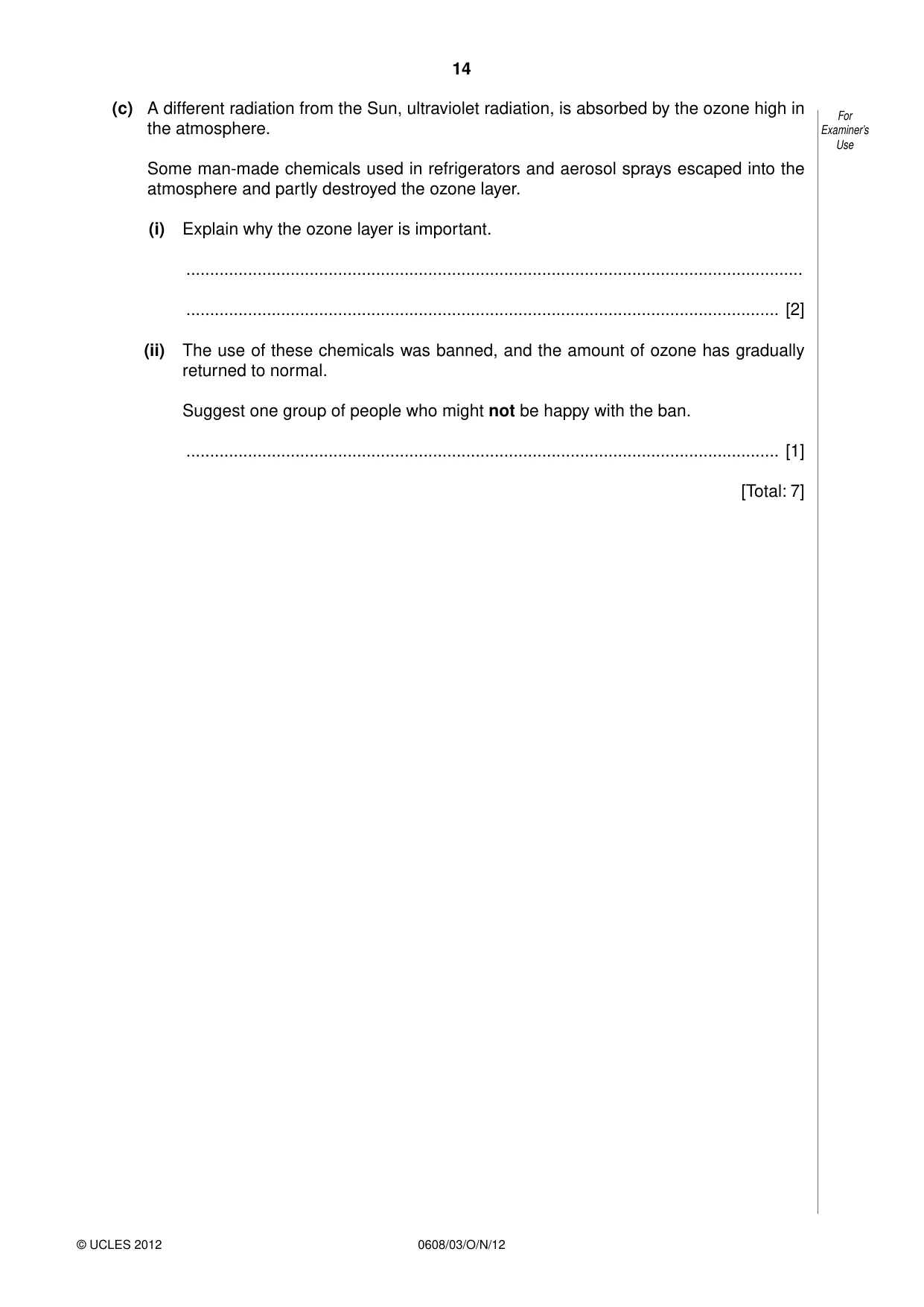 Cambridge IGCSE Twenty-First Century Science 0608 2012 Oct/Nov Paper 3 · Variant 1 question paper, page 14 of 16