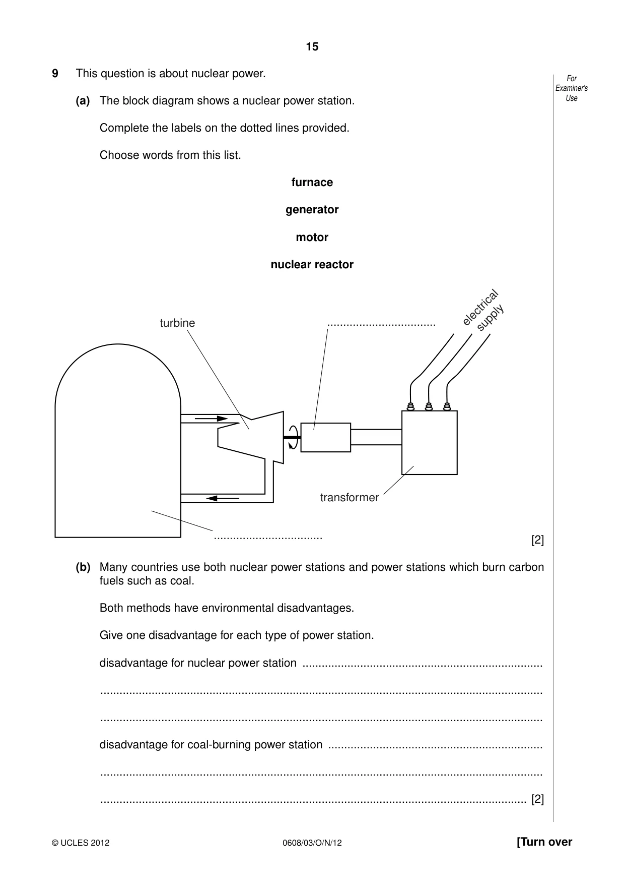 Cambridge IGCSE Twenty-First Century Science 0608 2012 Oct/Nov Paper 3 · Variant 1 question paper, page 15 of 16