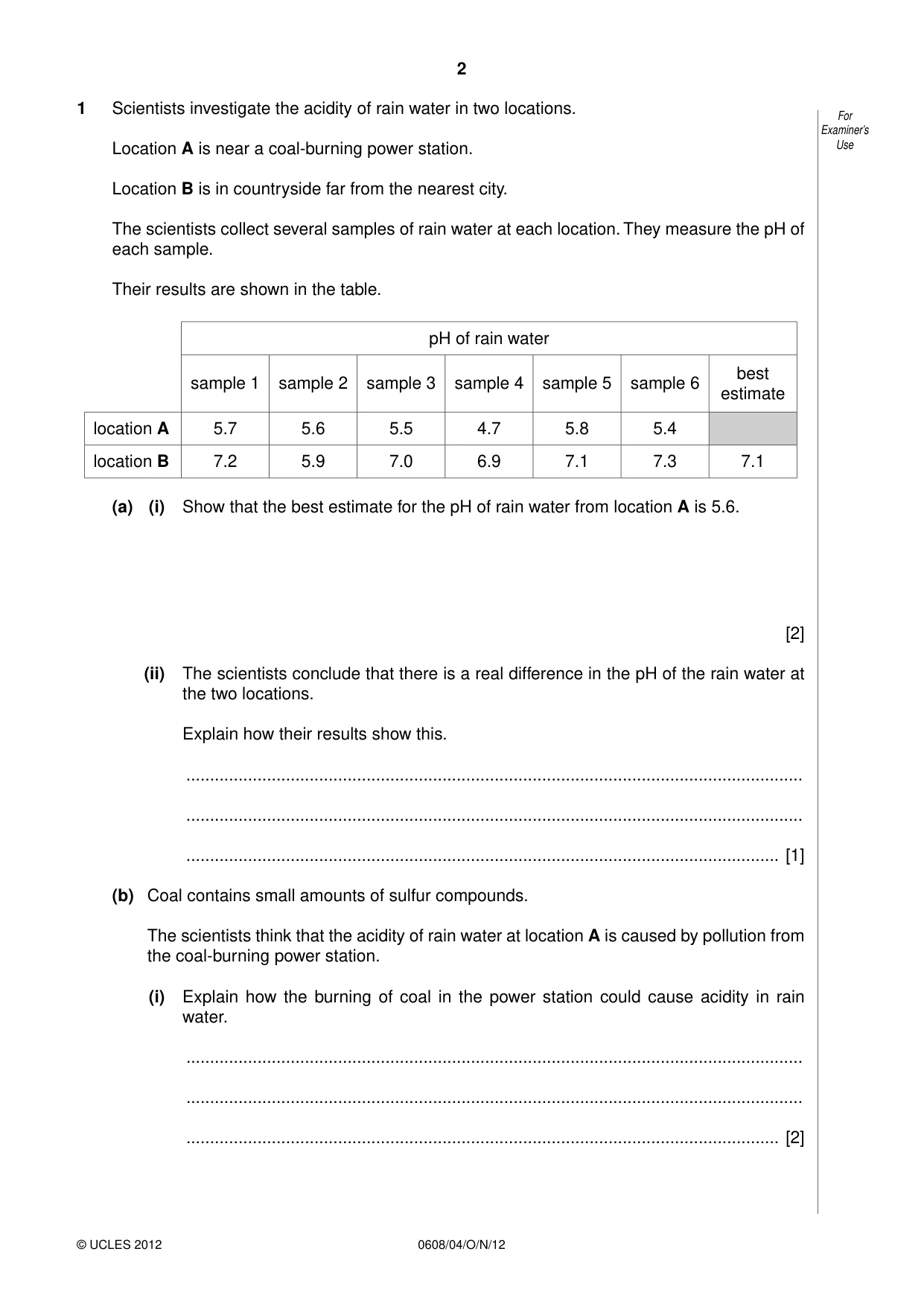 Cambridge IGCSE Twenty-First Century Science 0608 2012 Oct/Nov Paper 4 · Variant 1 question paper, page 2 of 16
