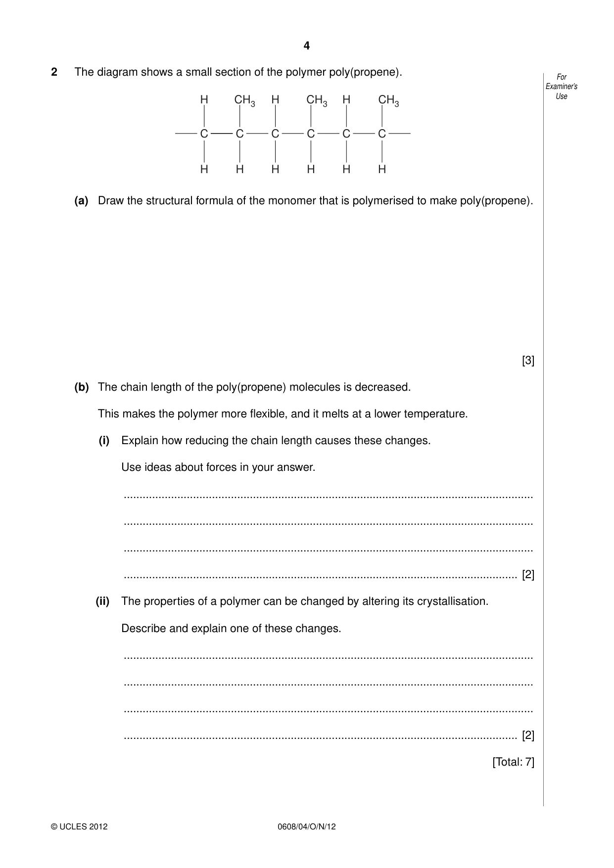 Cambridge IGCSE Twenty-First Century Science 0608 2012 Oct/Nov Paper 4 · Variant 1 question paper, page 4 of 16