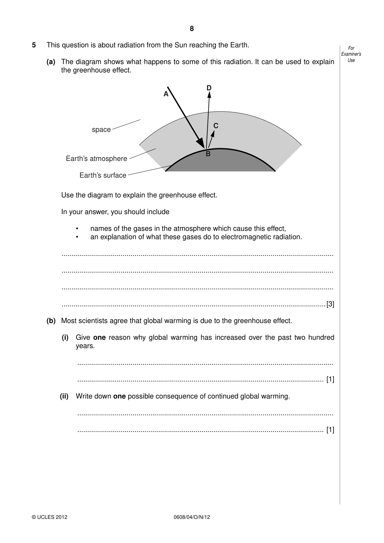 Cambridge IGCSE Twenty-First Century Science 0608 2012 Oct/Nov Paper 4 · Variant 1 question paper, page 8 of 16