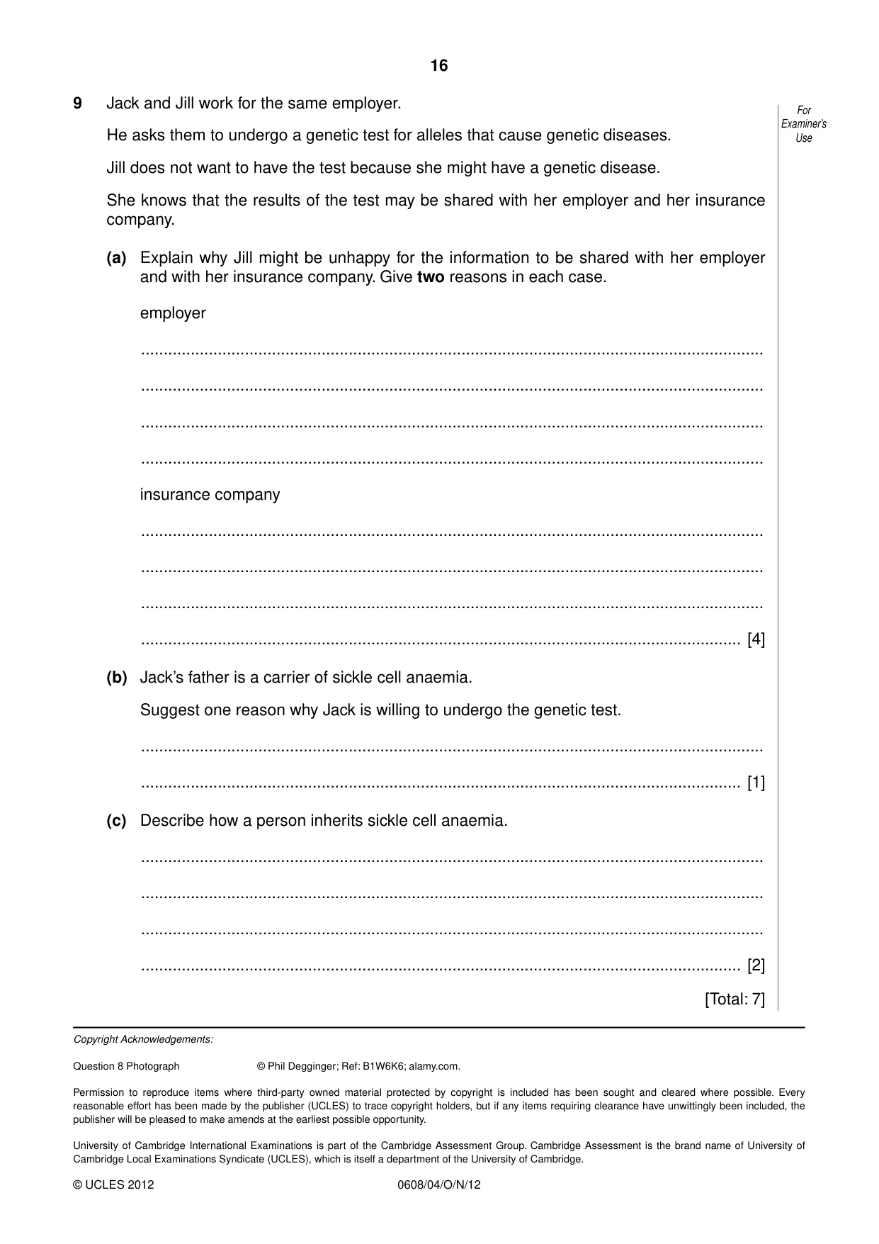 Cambridge IGCSE Twenty-First Century Science 0608 2012 Oct/Nov Paper 4 · Variant 1 question paper, page 16 of 16