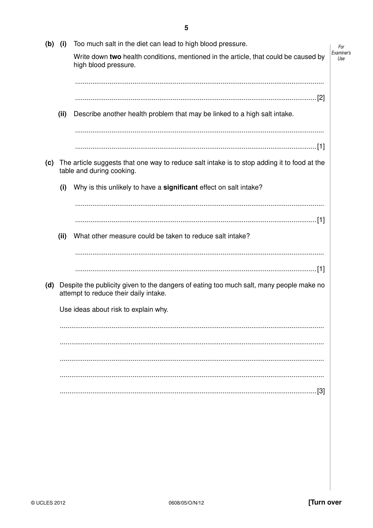 Cambridge IGCSE Twenty-First Century Science 0608 2012 Oct/Nov Paper 5 · Variant 1 question paper, page 5 of 16