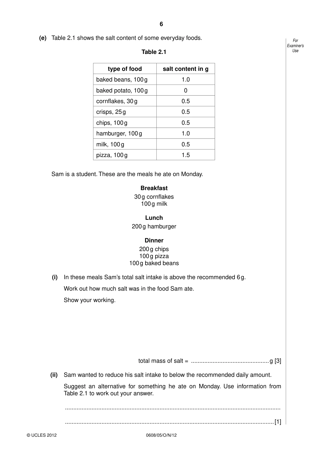 Cambridge IGCSE Twenty-First Century Science 0608 2012 Oct/Nov Paper 5 · Variant 1 question paper, page 6 of 16