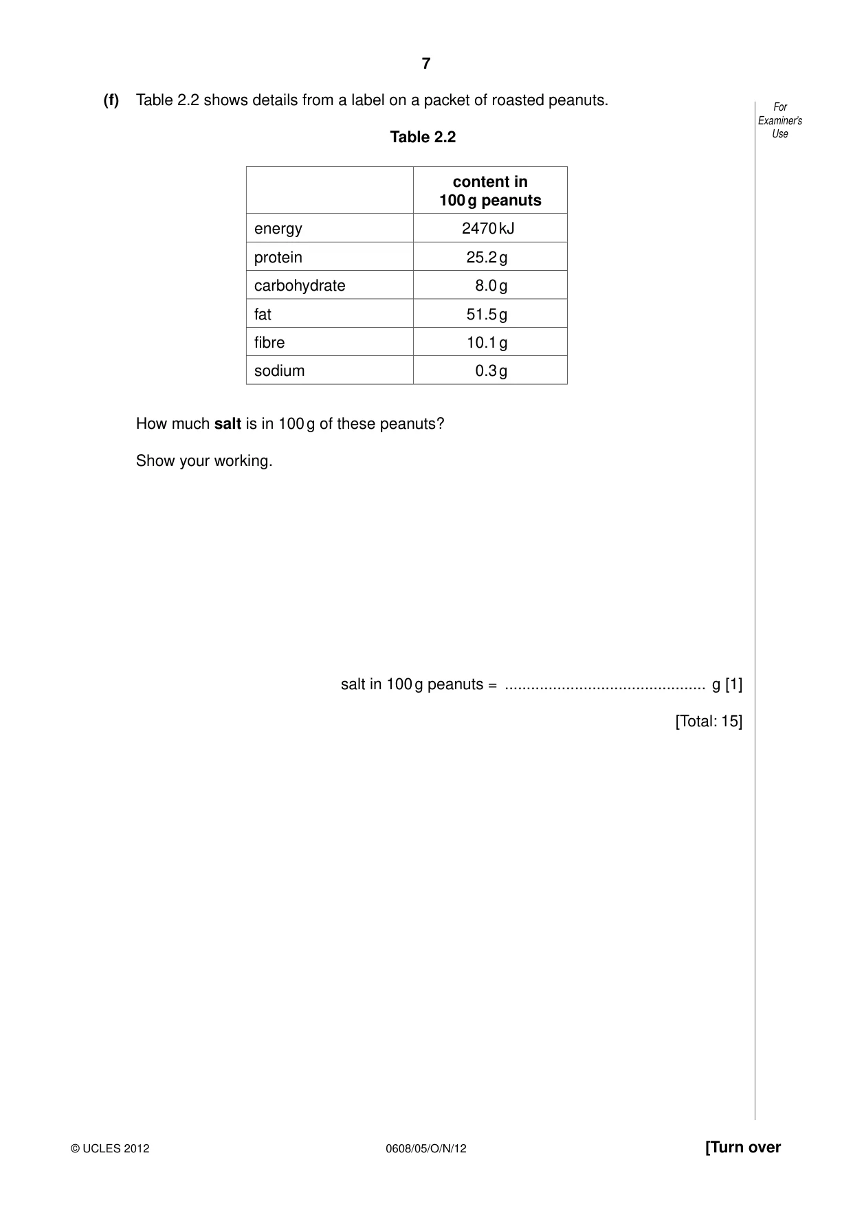 Cambridge IGCSE Twenty-First Century Science 0608 2012 Oct/Nov Paper 5 · Variant 1 question paper, page 7 of 16
