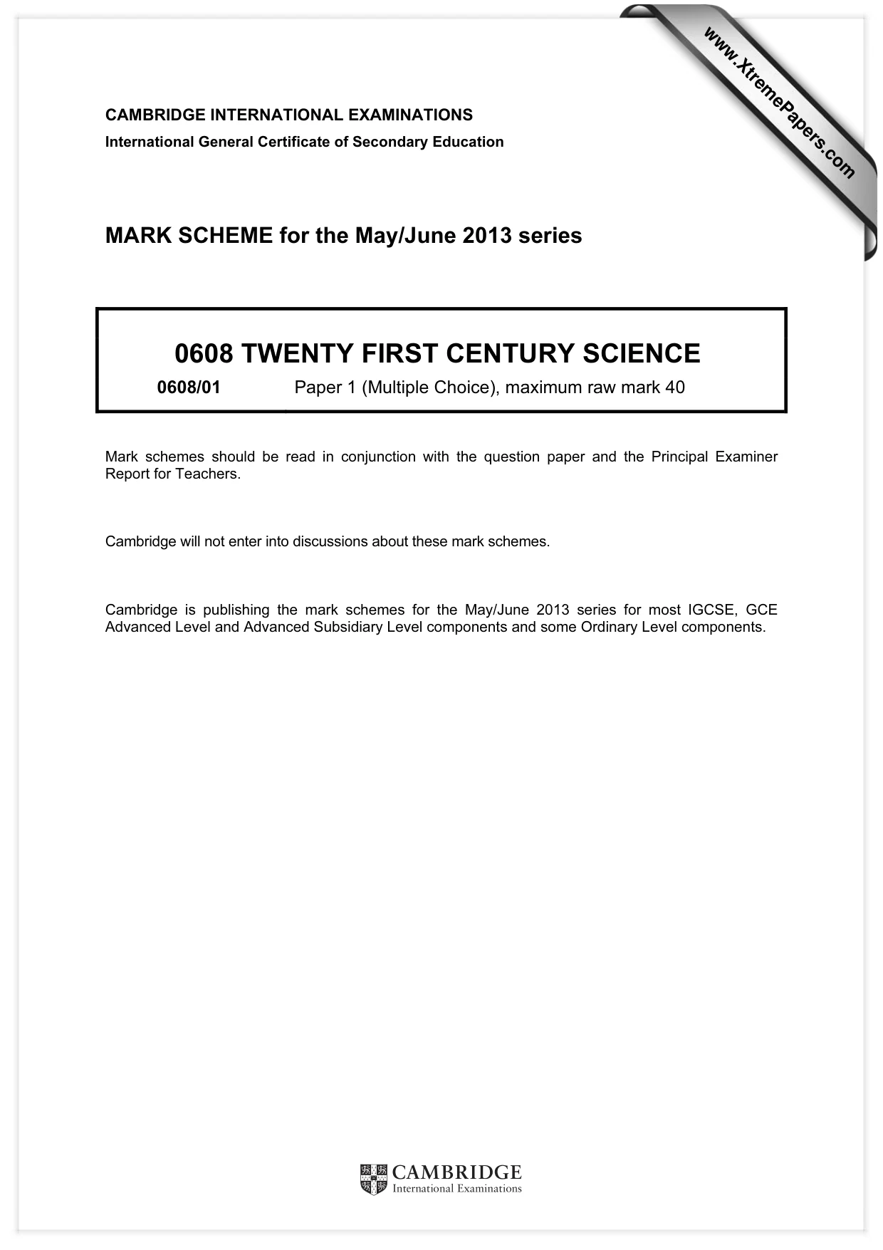 Mark scheme, page 1 of 2
