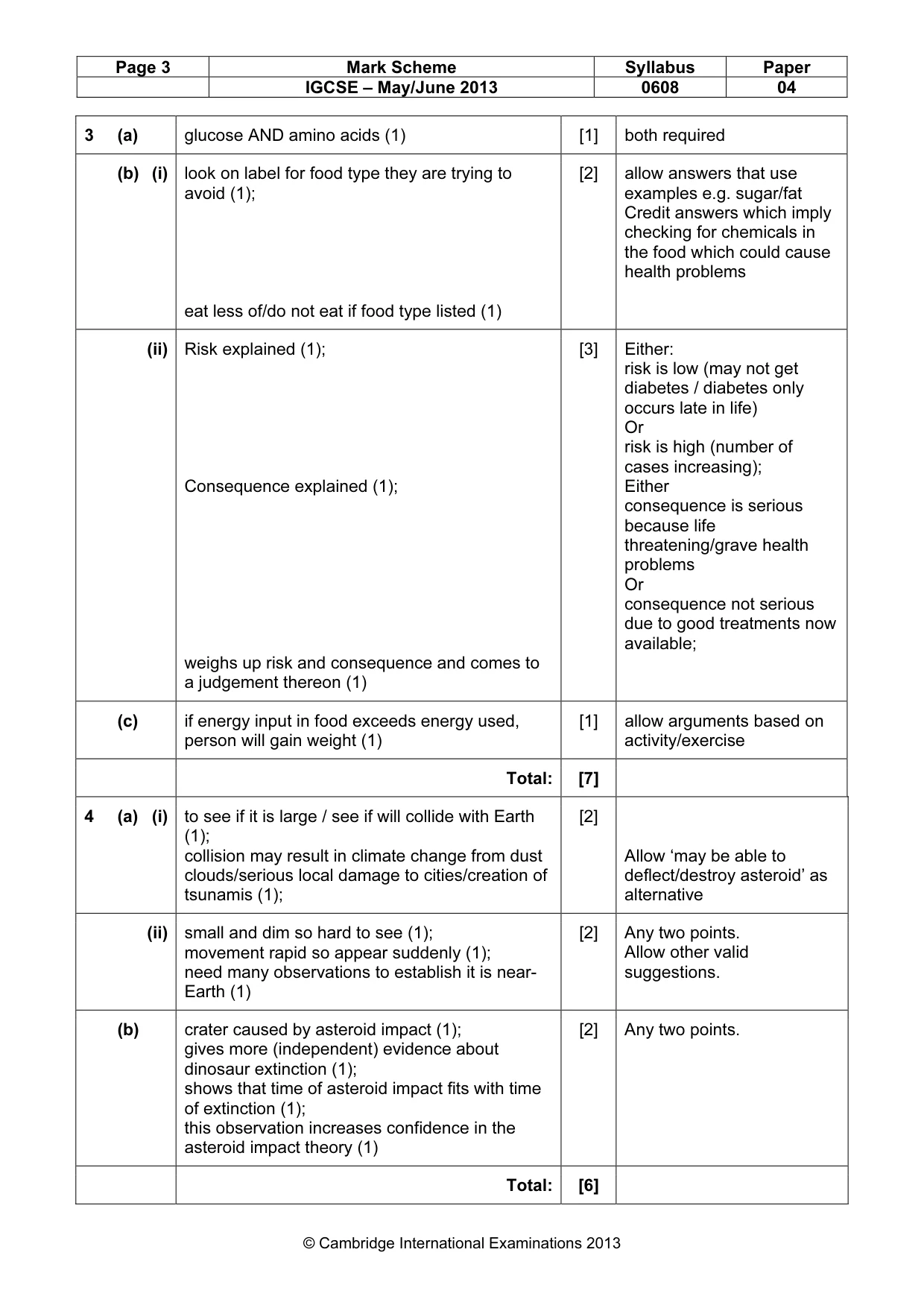Mark scheme, page 3 of 5