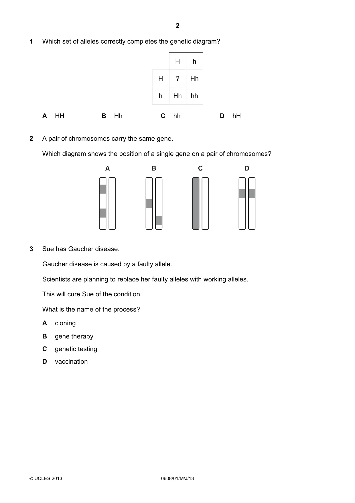 Cambridge IGCSE Twenty-First Century Science 0608 2013 May/June Paper 1 · Variant 1 question paper, page 2 of 16