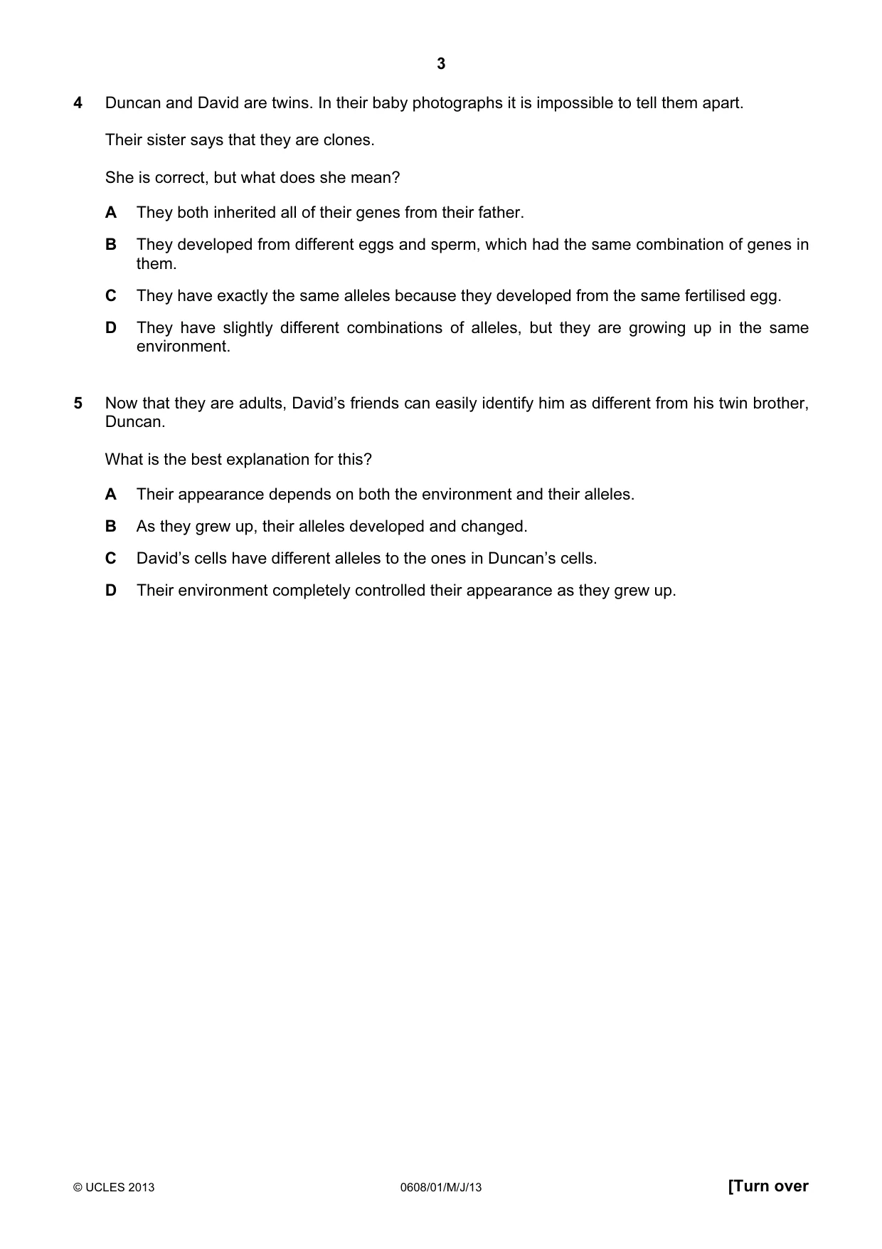 Cambridge IGCSE Twenty-First Century Science 0608 2013 May/June Paper 1 · Variant 1 question paper, page 3 of 16