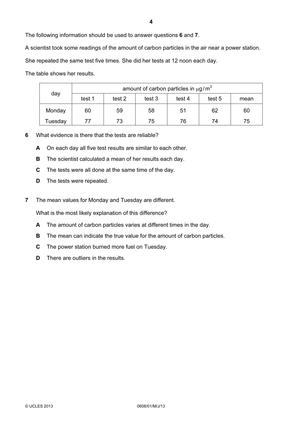Cambridge IGCSE Twenty-First Century Science 0608 2013 May/June Paper 1 · Variant 1 question paper, page 4 of 16