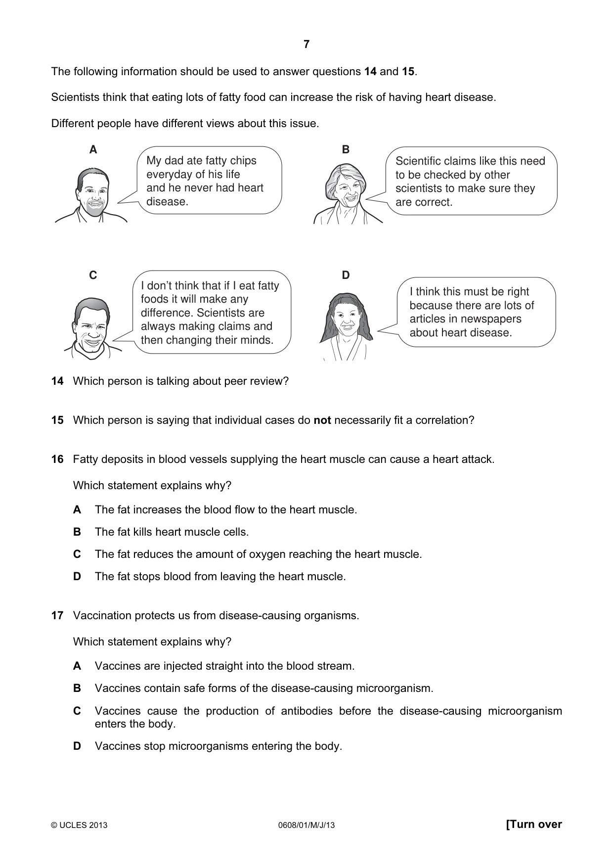 Cambridge IGCSE Twenty-First Century Science 0608 2013 May/June Paper 1 · Variant 1 question paper, page 7 of 16