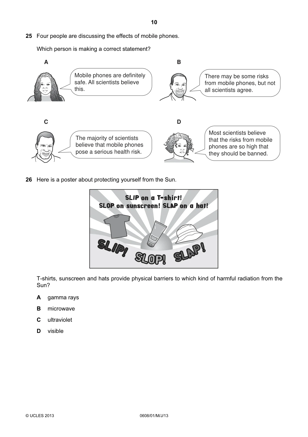 Cambridge IGCSE Twenty-First Century Science 0608 2013 May/June Paper 1 · Variant 1 question paper, page 10 of 16