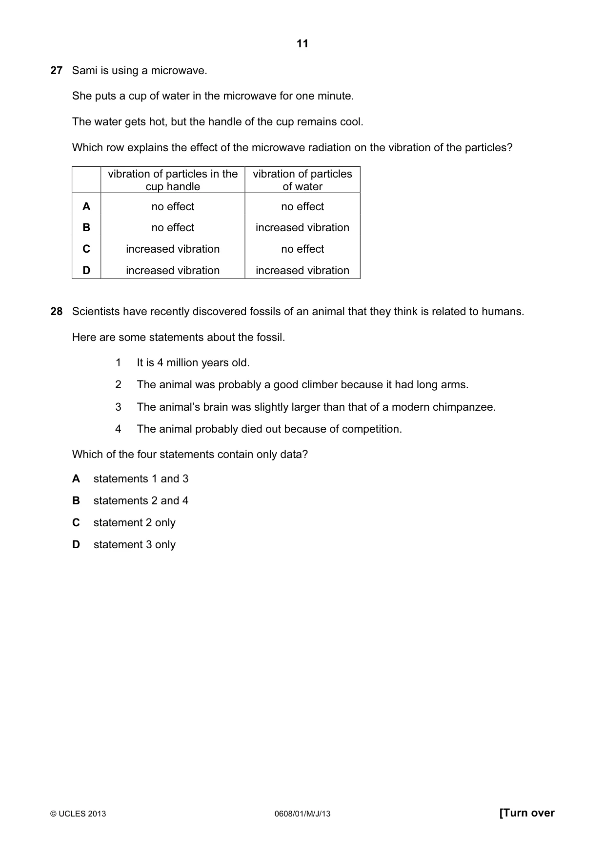 Cambridge IGCSE Twenty-First Century Science 0608 2013 May/June Paper 1 · Variant 1 question paper, page 11 of 16