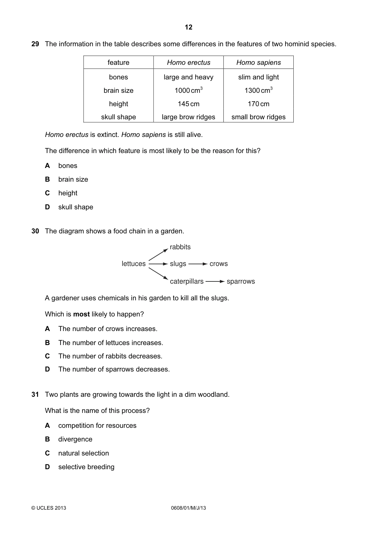 Cambridge IGCSE Twenty-First Century Science 0608 2013 May/June Paper 1 · Variant 1 question paper, page 12 of 16