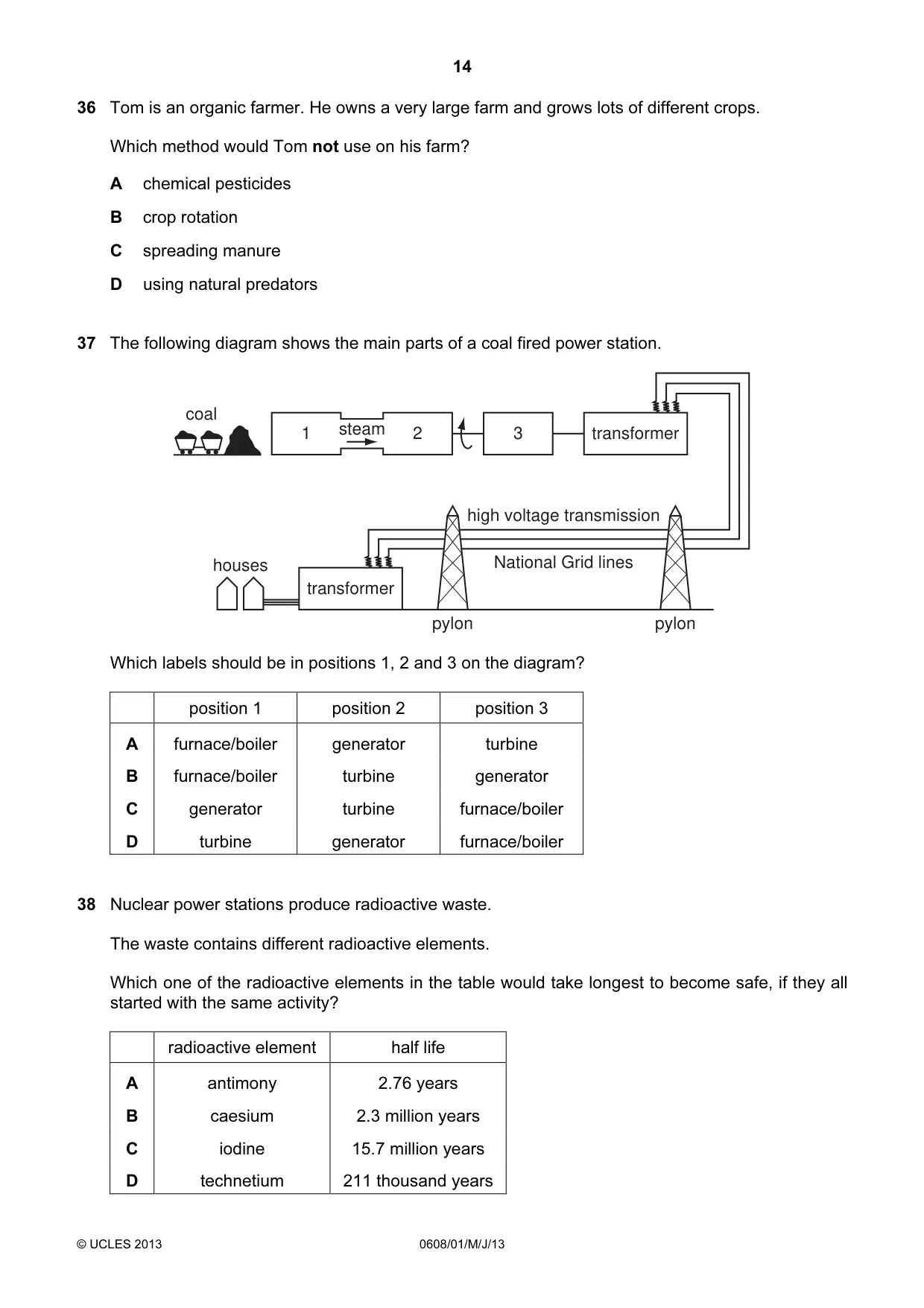 Cambridge IGCSE Twenty-First Century Science 0608 2013 May/June Paper 1 · Variant 1 question paper, page 14 of 16