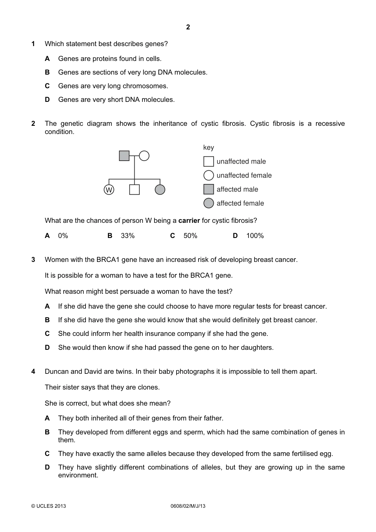 Cambridge IGCSE Twenty-First Century Science 0608 2013 May/June Paper 2 · Variant 1 question paper, page 2 of 16