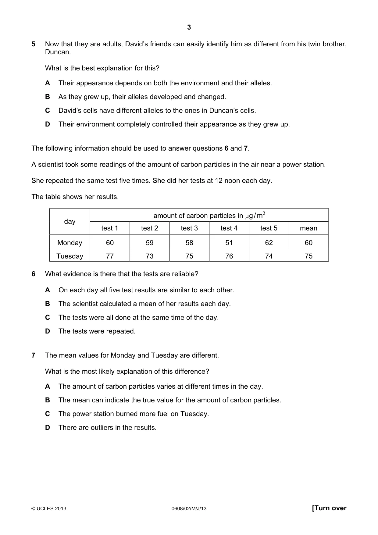 Cambridge IGCSE Twenty-First Century Science 0608 2013 May/June Paper 2 · Variant 1 question paper, page 3 of 16
