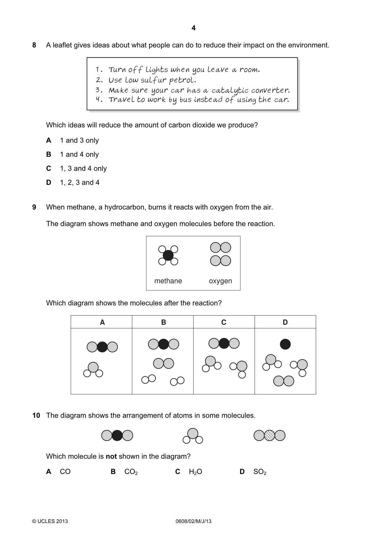Cambridge IGCSE Twenty-First Century Science 0608 2013 May/June Paper 2 · Variant 1 question paper, page 4 of 16