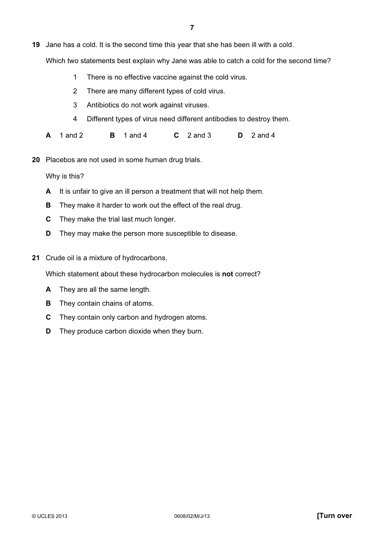 Cambridge IGCSE Twenty-First Century Science 0608 2013 May/June Paper 2 · Variant 1 question paper, page 7 of 16