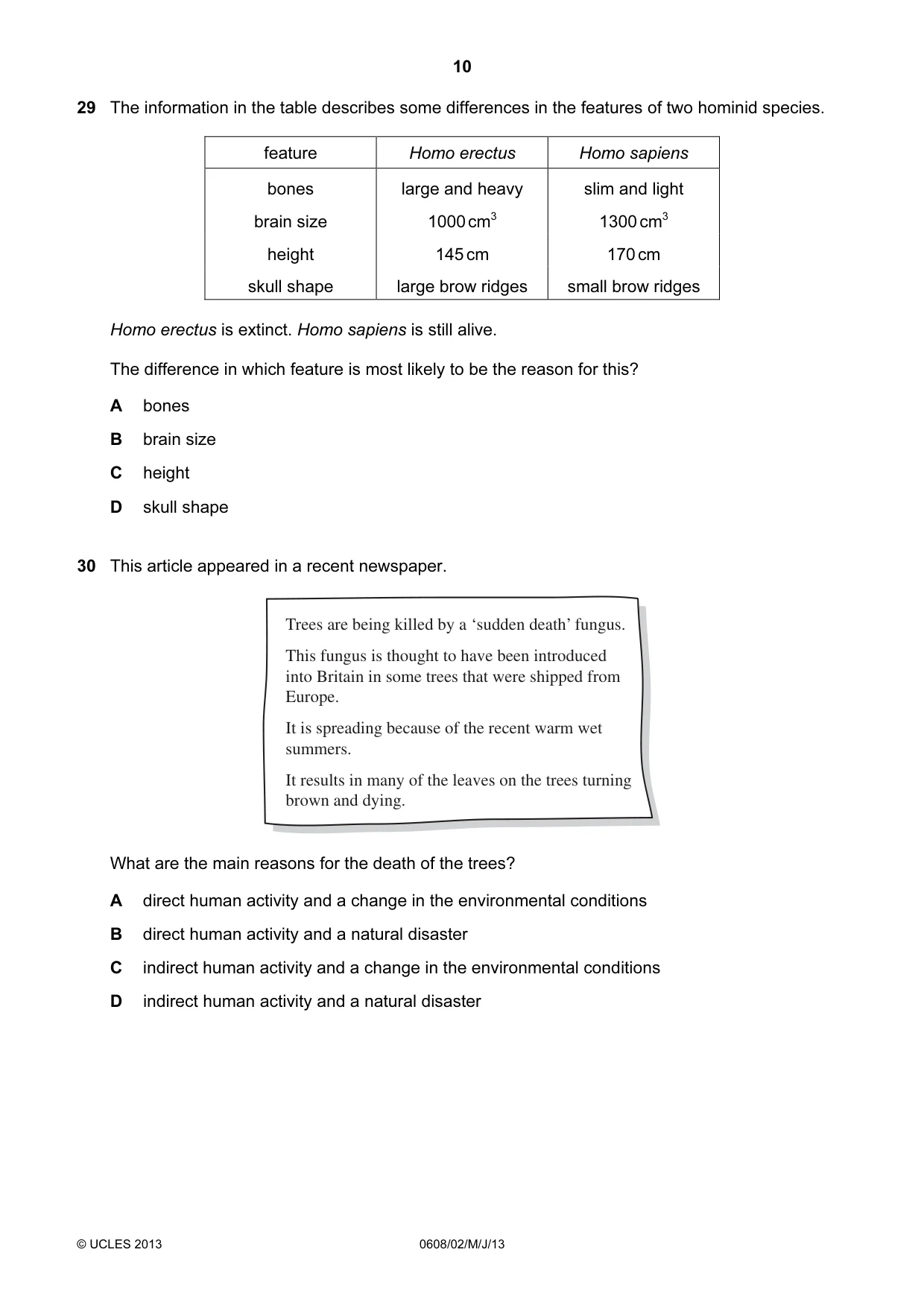 Cambridge IGCSE Twenty-First Century Science 0608 2013 May/June Paper 2 · Variant 1 question paper, page 10 of 16