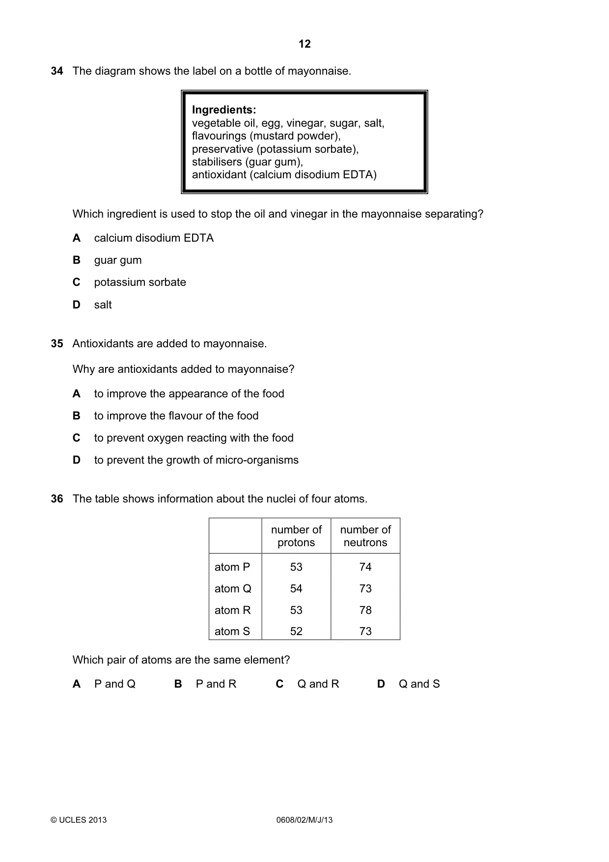 Cambridge IGCSE Twenty-First Century Science 0608 2013 May/June Paper 2 · Variant 1 question paper, page 12 of 16