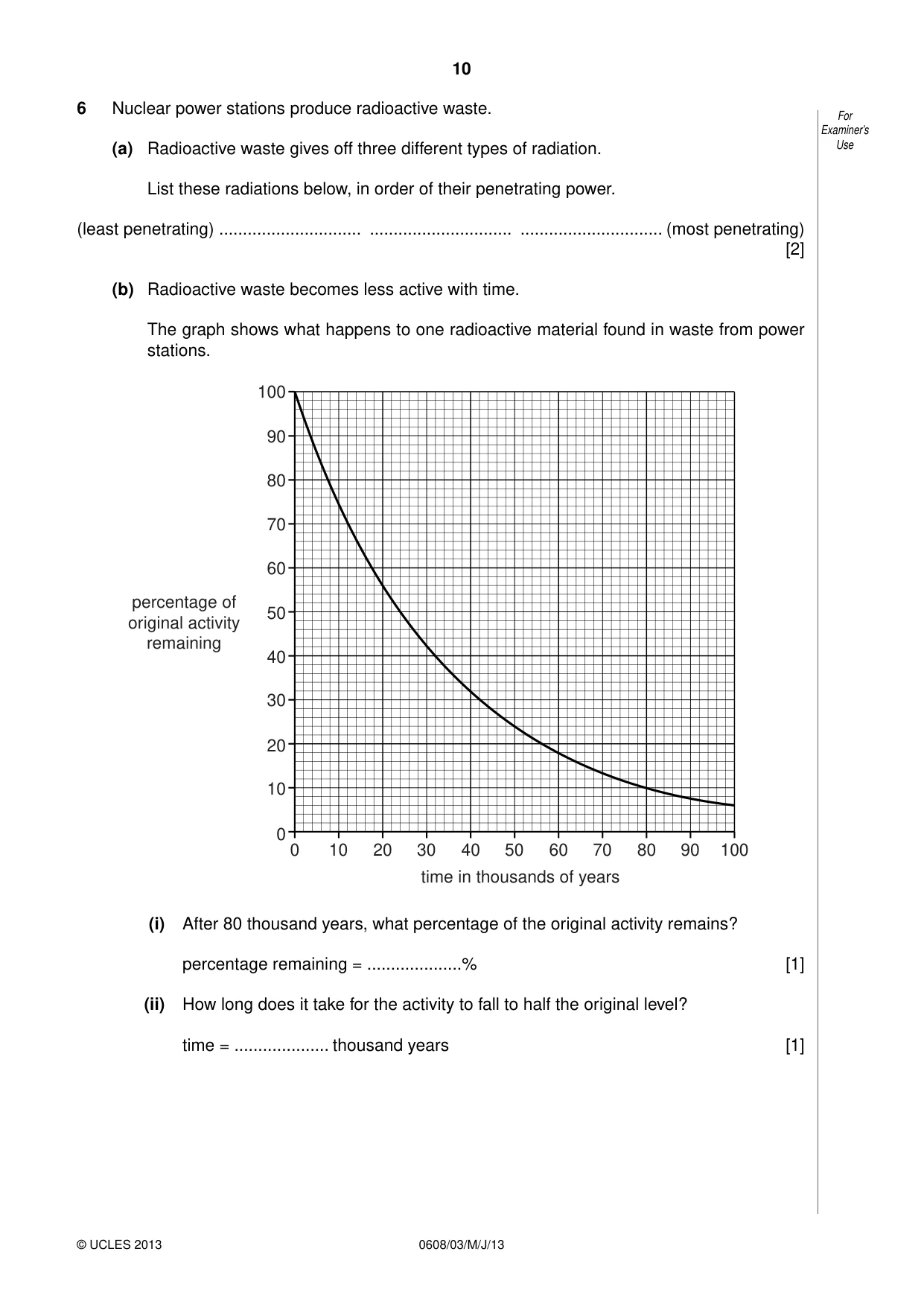 Cambridge IGCSE Twenty-First Century Science 0608 2013 May/June Paper 3 · Variant 1 question paper, page 10 of 16